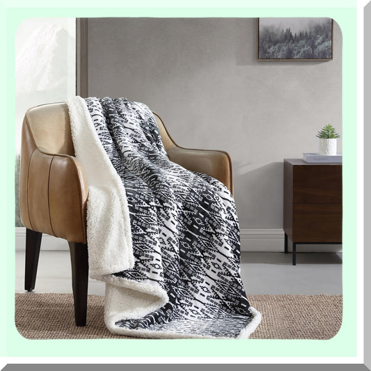 CozyReverie Sherpa Fleece Throw Blanket - All-Season Reversible Home Decor in San Juan Grey