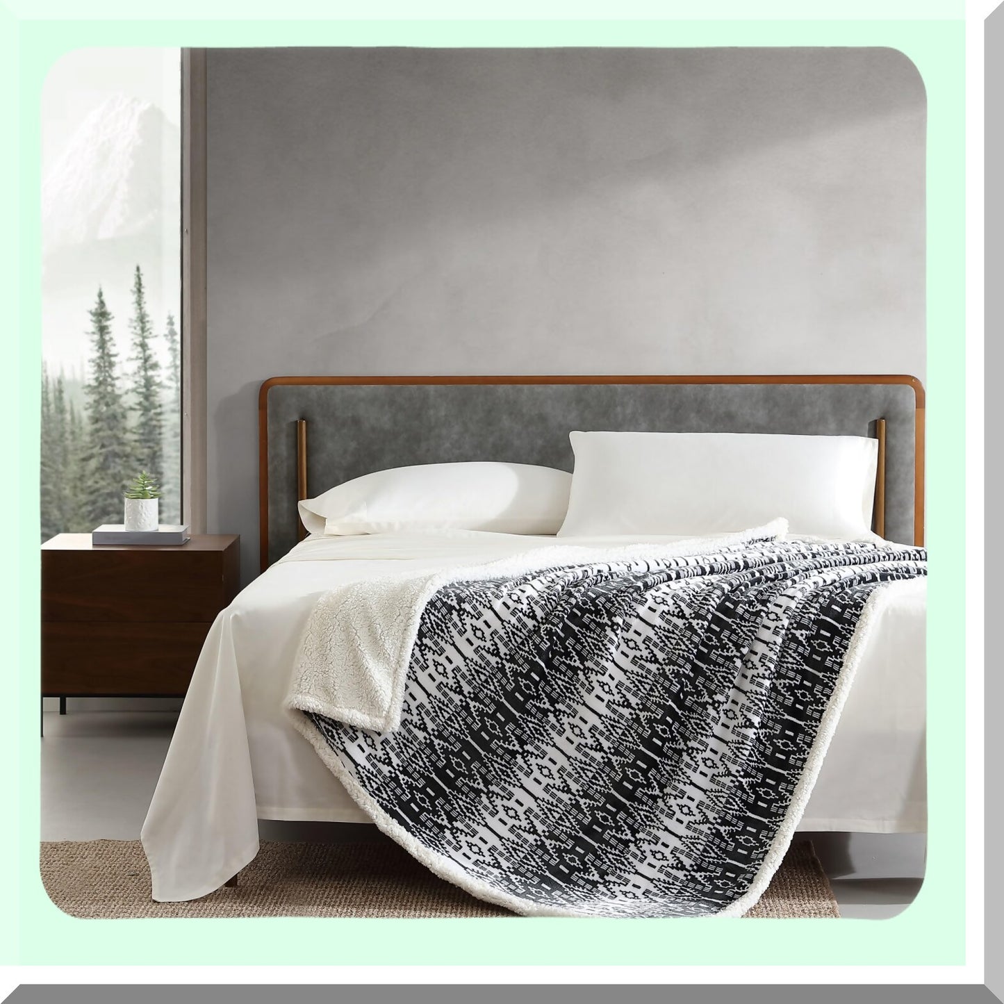 CozyReverie Sherpa Fleece Throw Blanket - All-Season Reversible Home Decor in San Juan Grey