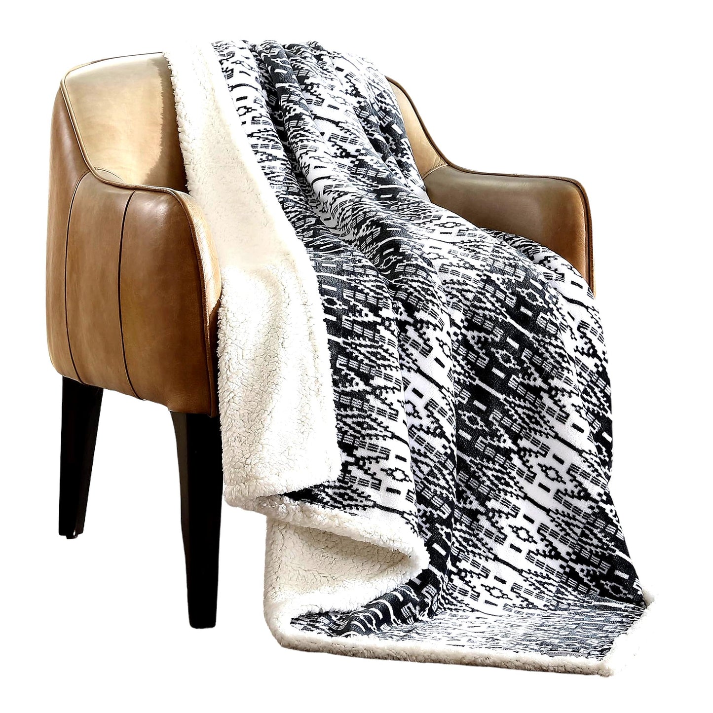 CozyReverie Sherpa Fleece Throw Blanket - All-Season Reversible Home Decor in San Juan Grey