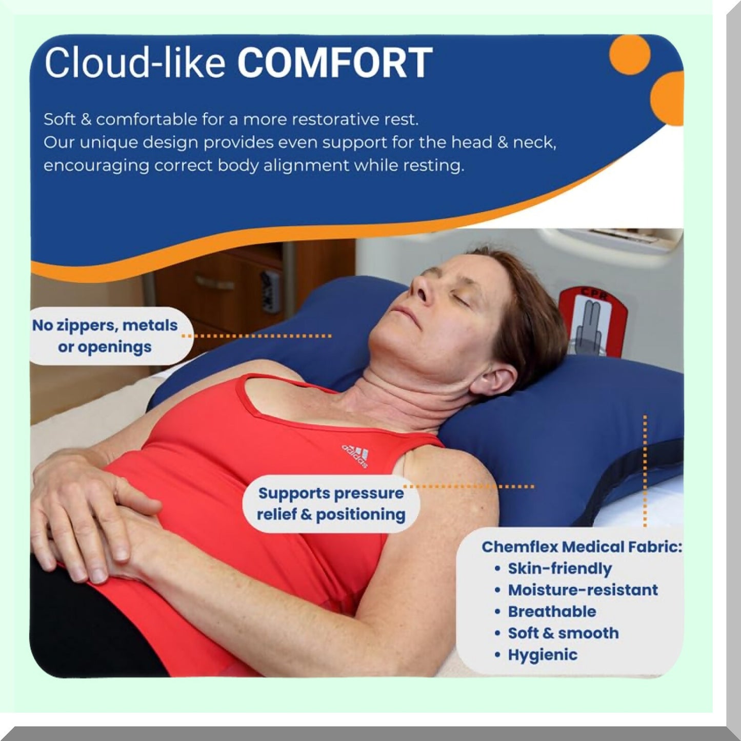 SleepEase Comfort Pillow - Pressure Sore Relief & Sleep Apnea Support - Medical Grade Bed Pillow - Made in USA - Positioning Cushion for BiPAP/CPAP