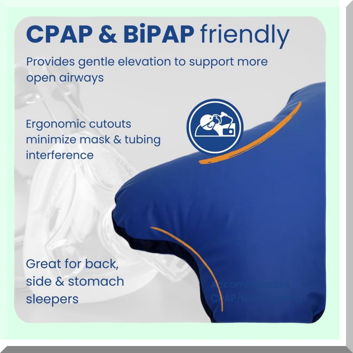 SleepEase Comfort Pillow - Pressure Sore Relief & Sleep Apnea Support - Medical Grade Bed Pillow - Made in USA - Positioning Cushion for BiPAP/CPAP