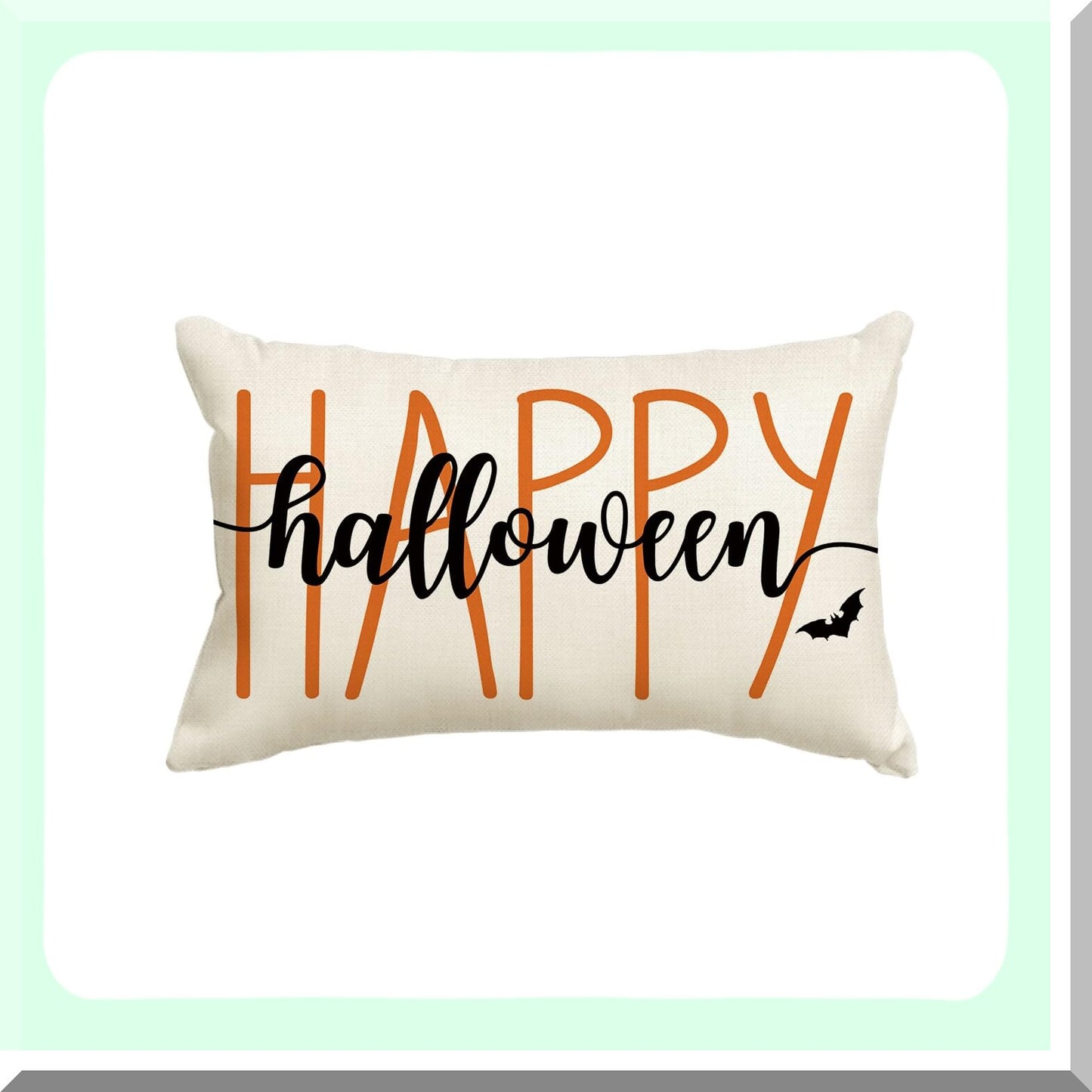 Bat Black Happy Cushion Cover - 12x20 Inch Sofa Decor Case