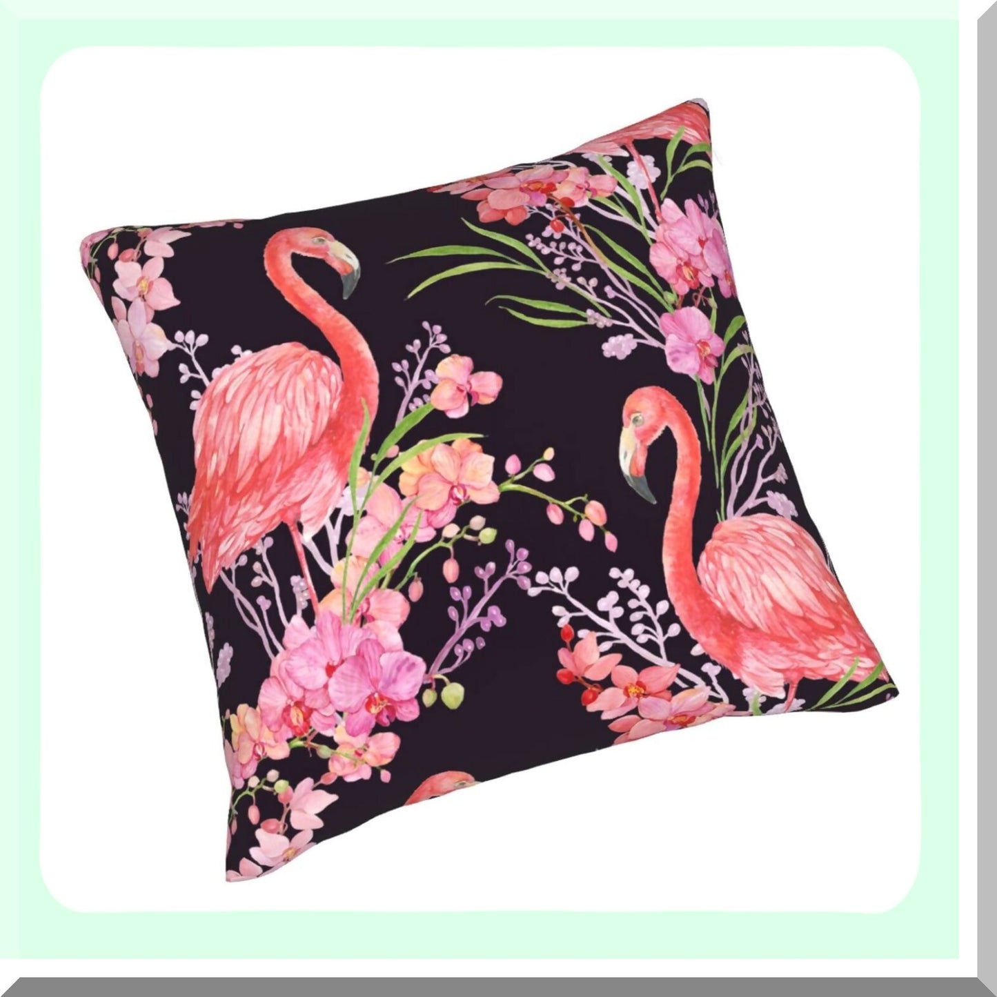 Tropical Flamingos Decorative Pillowcase Set - Soft Cushion Covers for Sofa Couch Bed - Birds Flowers Leaves Home Decor - 18"X18" - Pack of 2