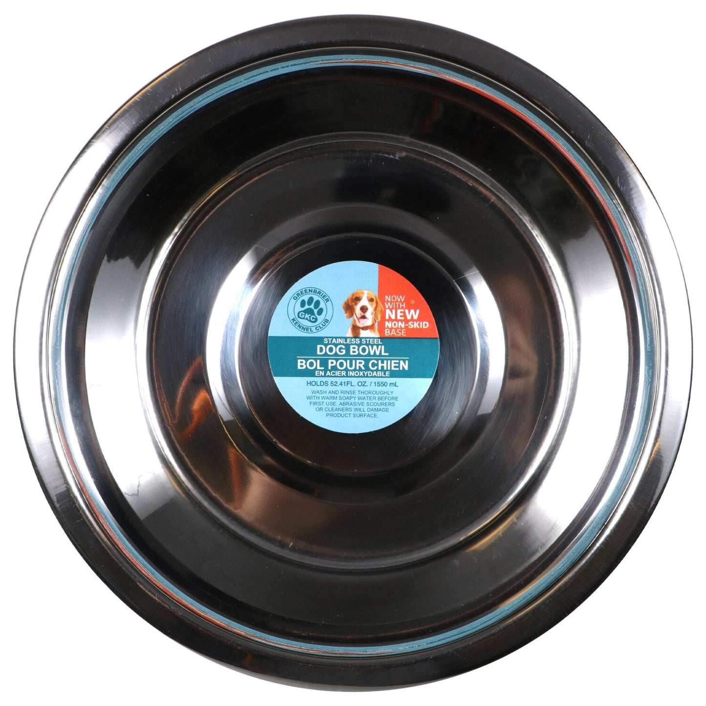 Greenbrier Kennel Club Large Stainless-Steel Dog Bowls, 52.41 oz. (Pack of 24)