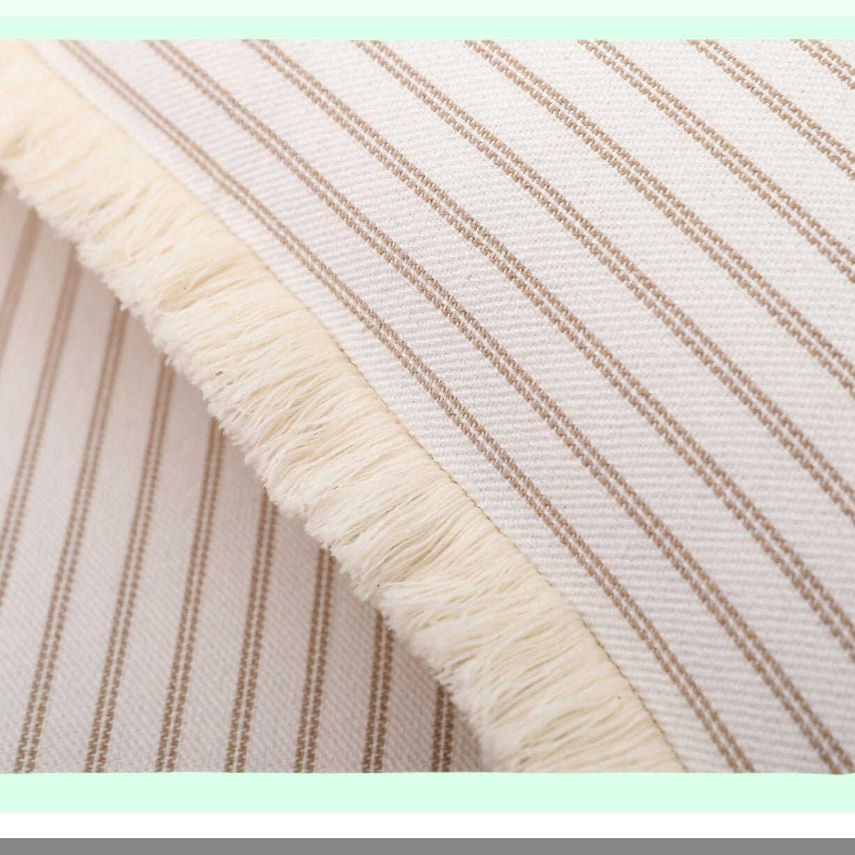 Boho Fringe Cushion Covers - Set of 2, Khaki Cotton Pillow Cases 16x16 for Farmhouse Living Room Decor. Neutral Throw Pillow Cover for Bed Sofa