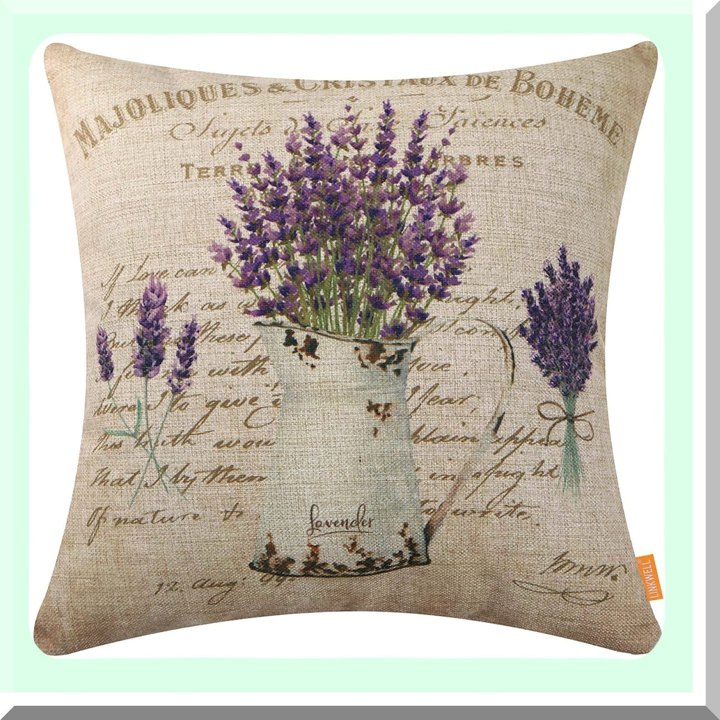 Purple Bloom Farmhouse Lavender Cushion Cover - 18x18 Decorative Throw Pillowcase for Sofa, Couch, Outdoor - French Country Style CC1824