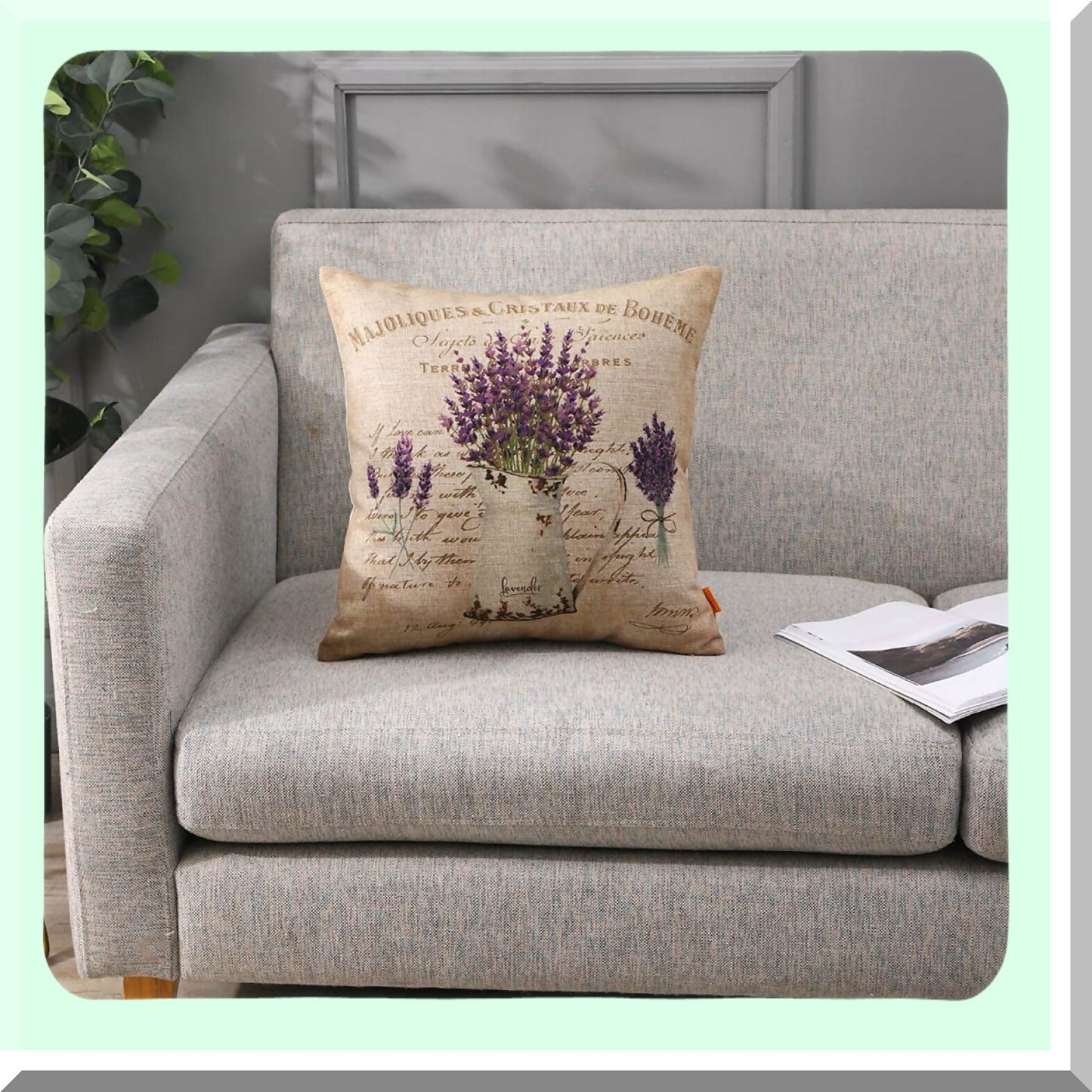 Purple Bloom Farmhouse Lavender Cushion Cover - 18x18 Decorative Throw Pillowcase for Sofa, Couch, Outdoor - French Country Style CC1824