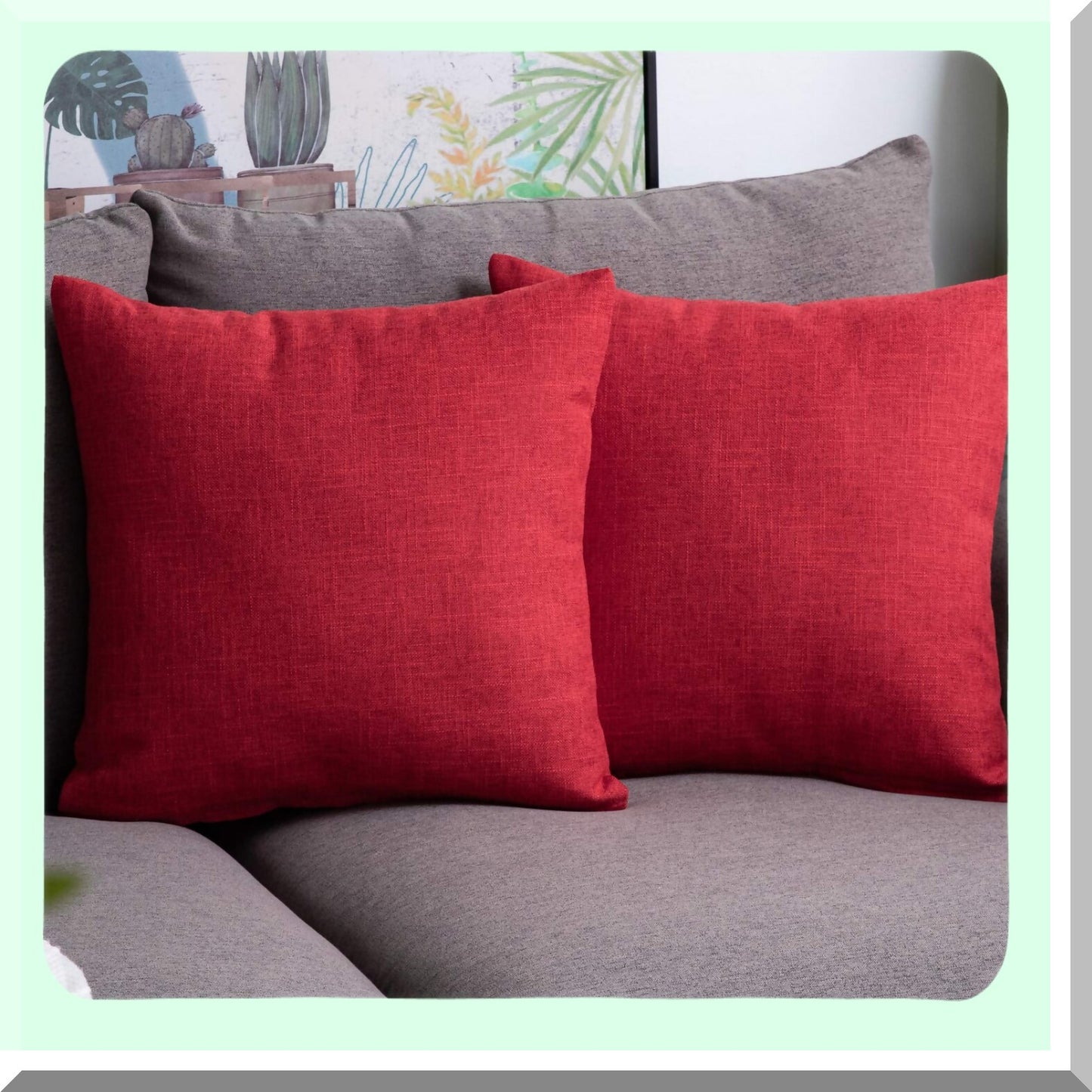 Rustic Love Linen Pillow Covers - Set of 2 Red Valentines Day Decorative Throw Pillow Covers 18x18 inch for Farmhouse Home Sofa Couch Decoration