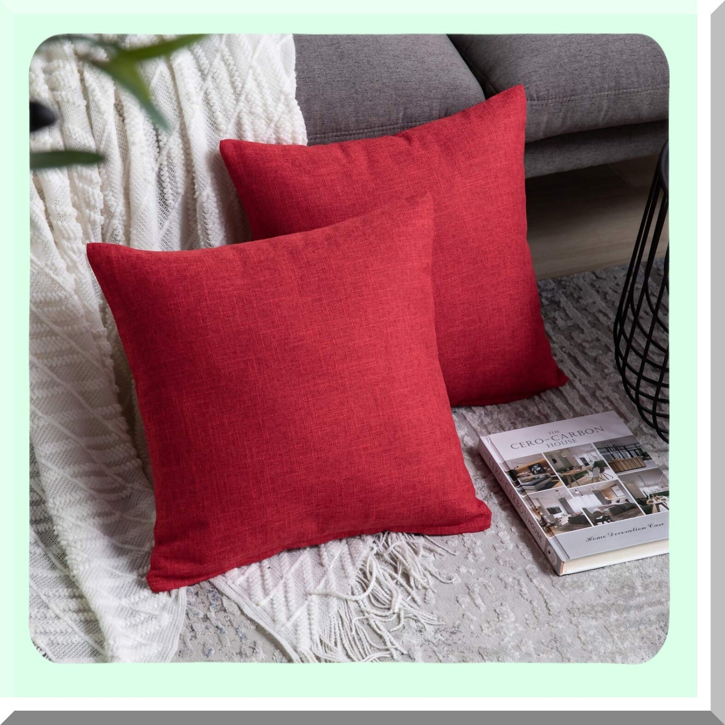 Rustic Love Linen Pillow Covers - Set of 2 Red Valentines Day Decorative Throw Pillow Covers 18x18 inch for Farmhouse Home Sofa Couch Decoration