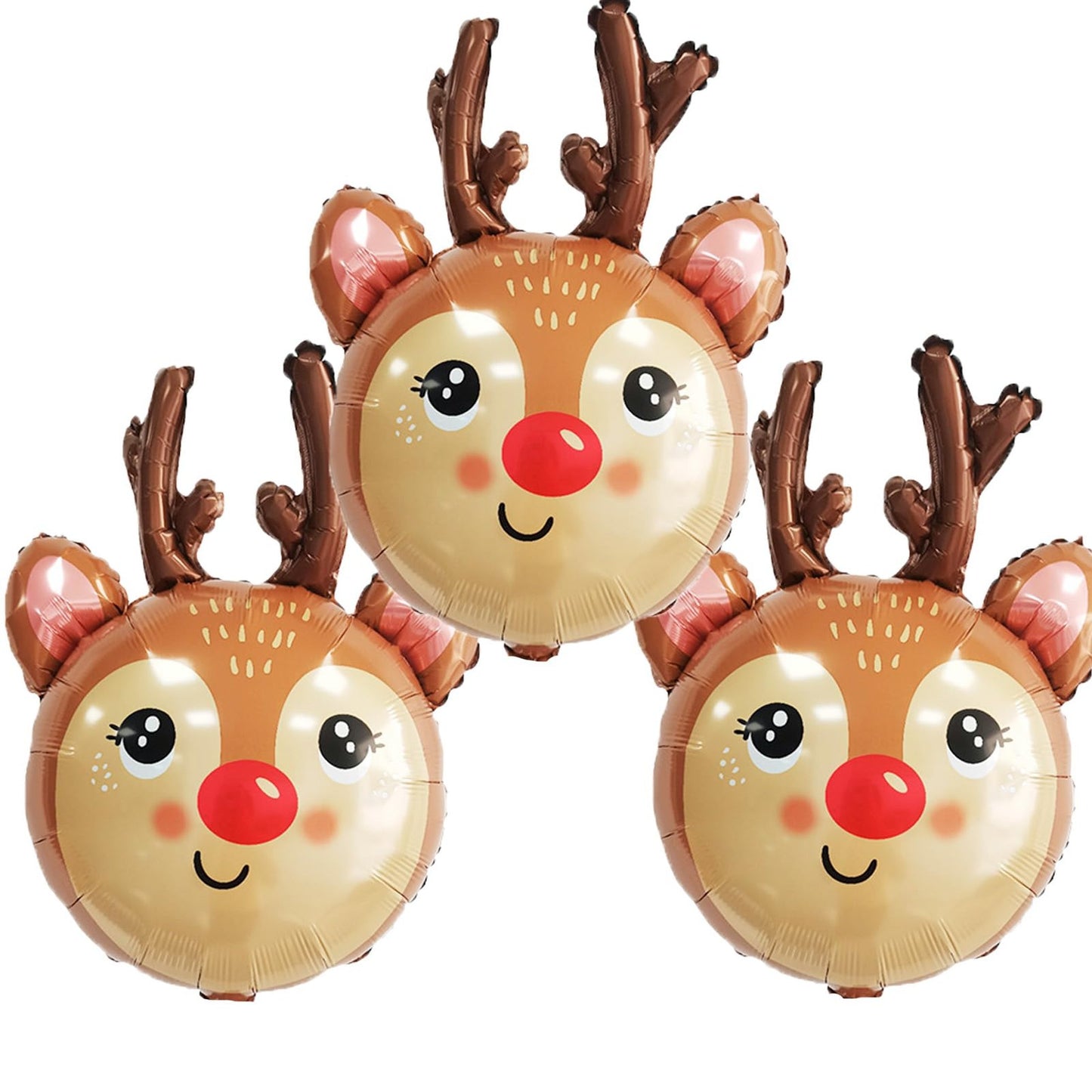 Reindeer Party Balloons Set - Festive Decorations for Themed Birthday Parties! Includes 3 Reindeer Head Balloons for Fun and Unique Party Decor.