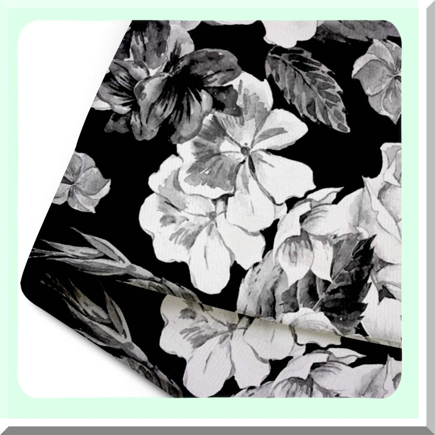 Vintage Floral Watercolor Pillowcase - Black White Roses Daisy Blue Wild Flowers Decorative Cover 18x18 Inches Square Home Decor Bouquet