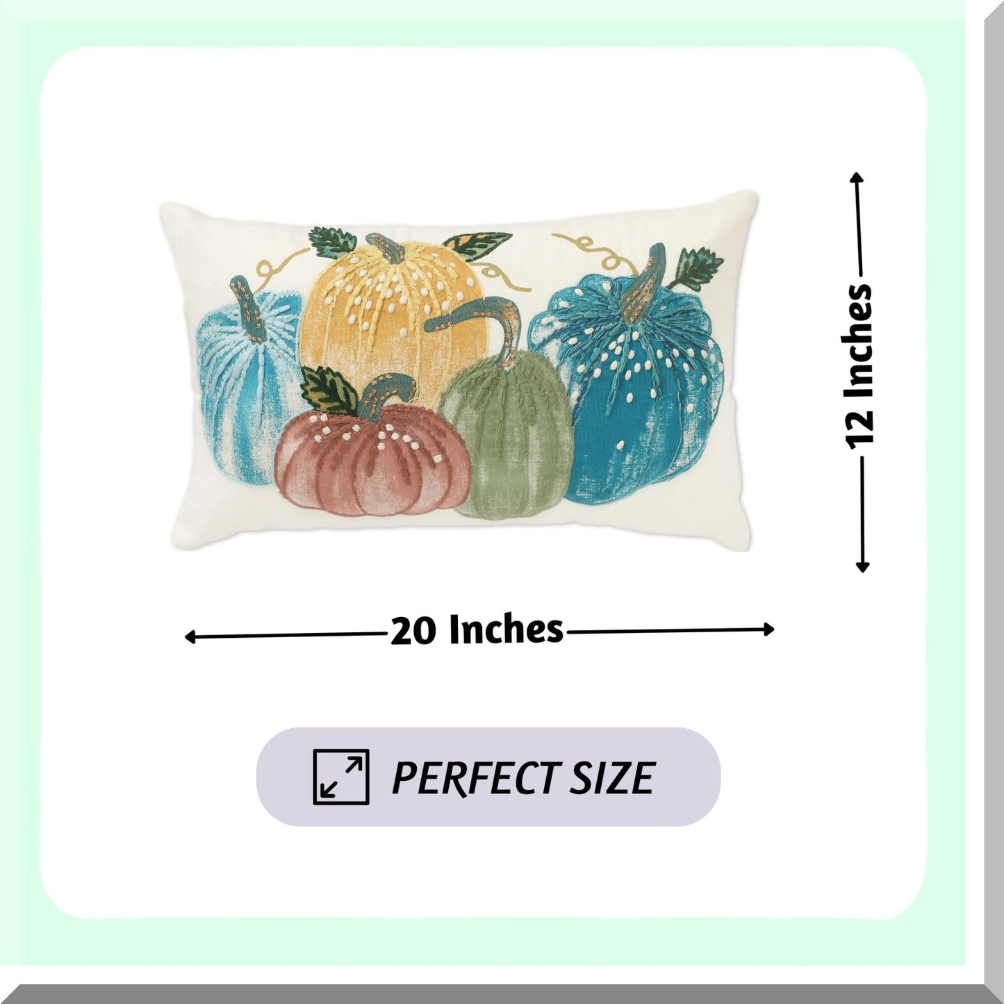 Boho Harvest Lumbar Pillow Covers - Set of 2, 12x20 Decorative Cotton Throw Pillows for Couch, Farmhouse Living Room Accent Decor, Cute Boho Pillow Cases