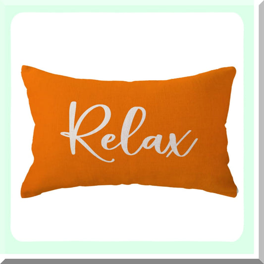 Farmhouse Orange Lumbar Cushion Cover - Relaxing Decorative Throw Pillow Case for Sofa, Beach, Porch Bench - Housewarming Gift - Rectangular/Waist 12x20"