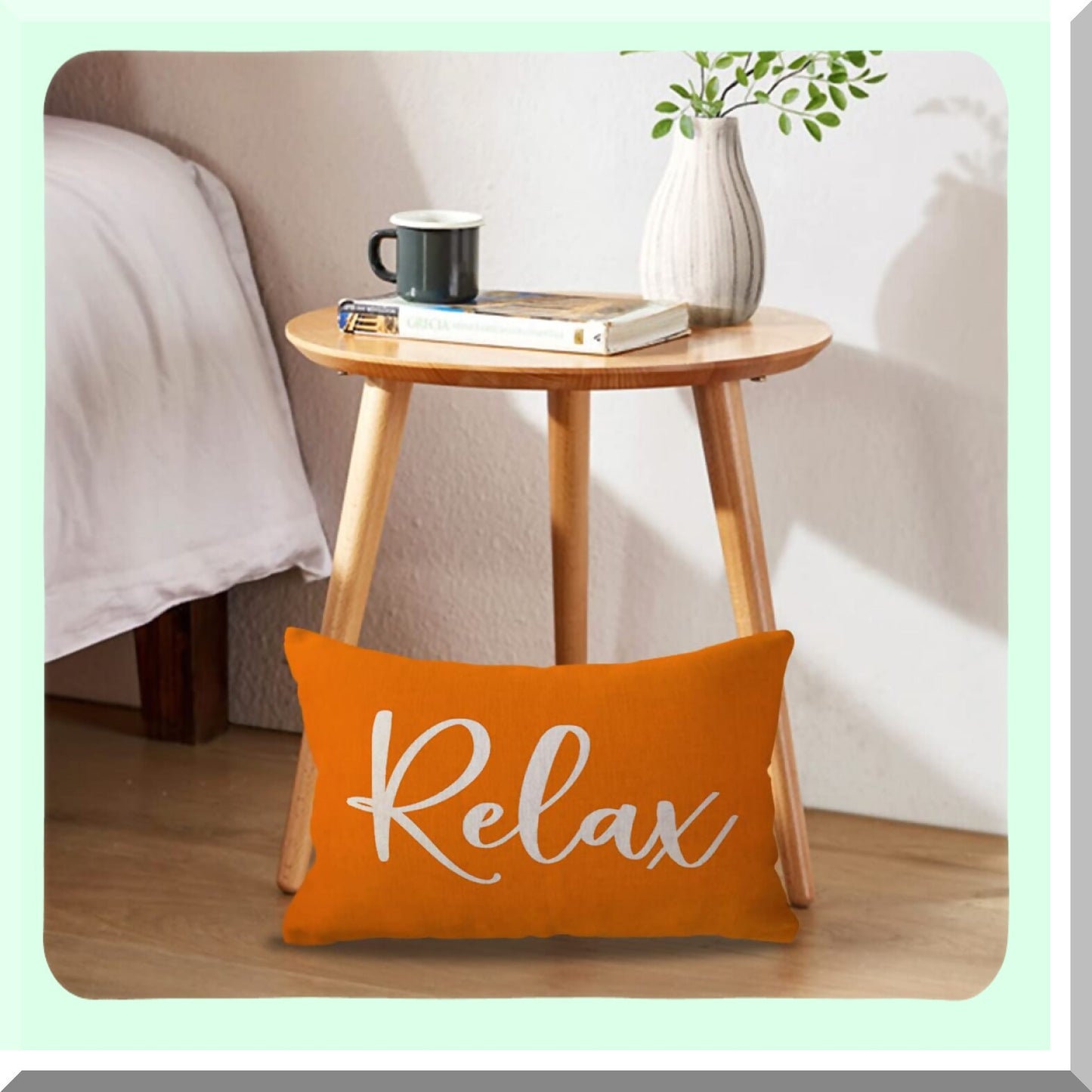 Farmhouse Orange Lumbar Cushion Cover - Relaxing Decorative Throw Pillow Case for Sofa, Beach, Porch Bench - Housewarming Gift - Rectangular/Waist 12x20"