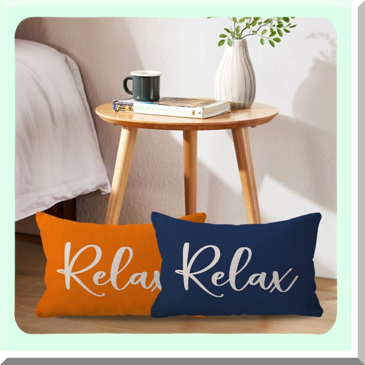 Farmhouse Orange Lumbar Cushion Cover - Relaxing Decorative Throw Pillow Case for Sofa, Beach, Porch Bench - Housewarming Gift - Rectangular/Waist 12x20"