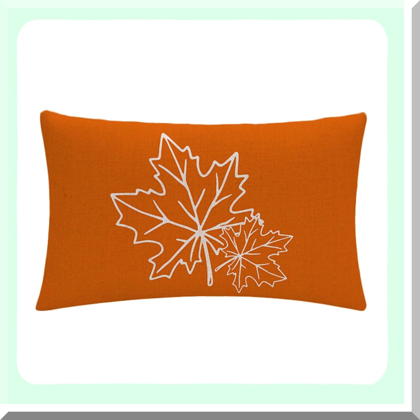 Autumn Harvest Pillow Covers - Set of 2 Fall Leaves & Pumpkin Rectangular Cushion Covers for Thanksgiving Gifts - Farmhouse Decor Pillowcases in Fall Orange