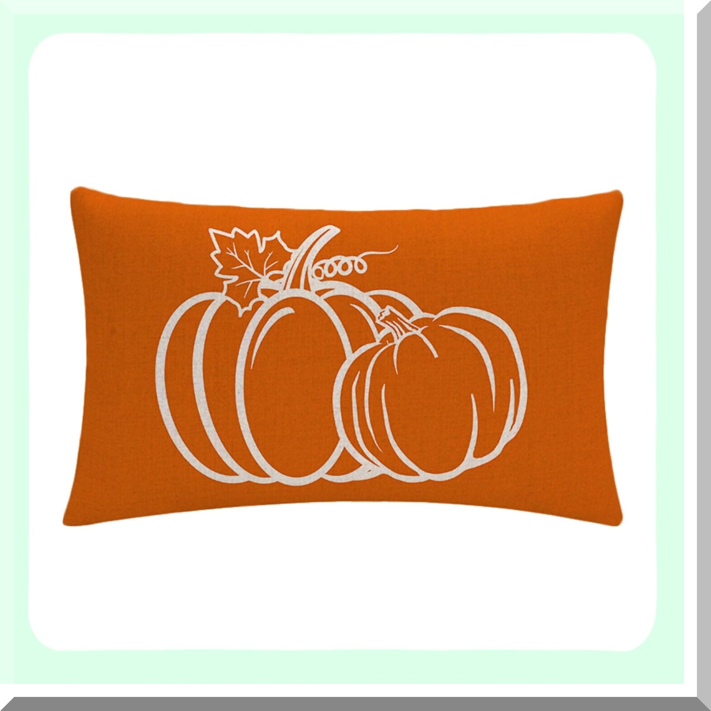 Autumn Harvest Pillow Covers - Set of 2 Fall Leaves & Pumpkin Rectangular Cushion Covers for Thanksgiving Gifts - Farmhouse Decor Pillowcases in Fall Orange