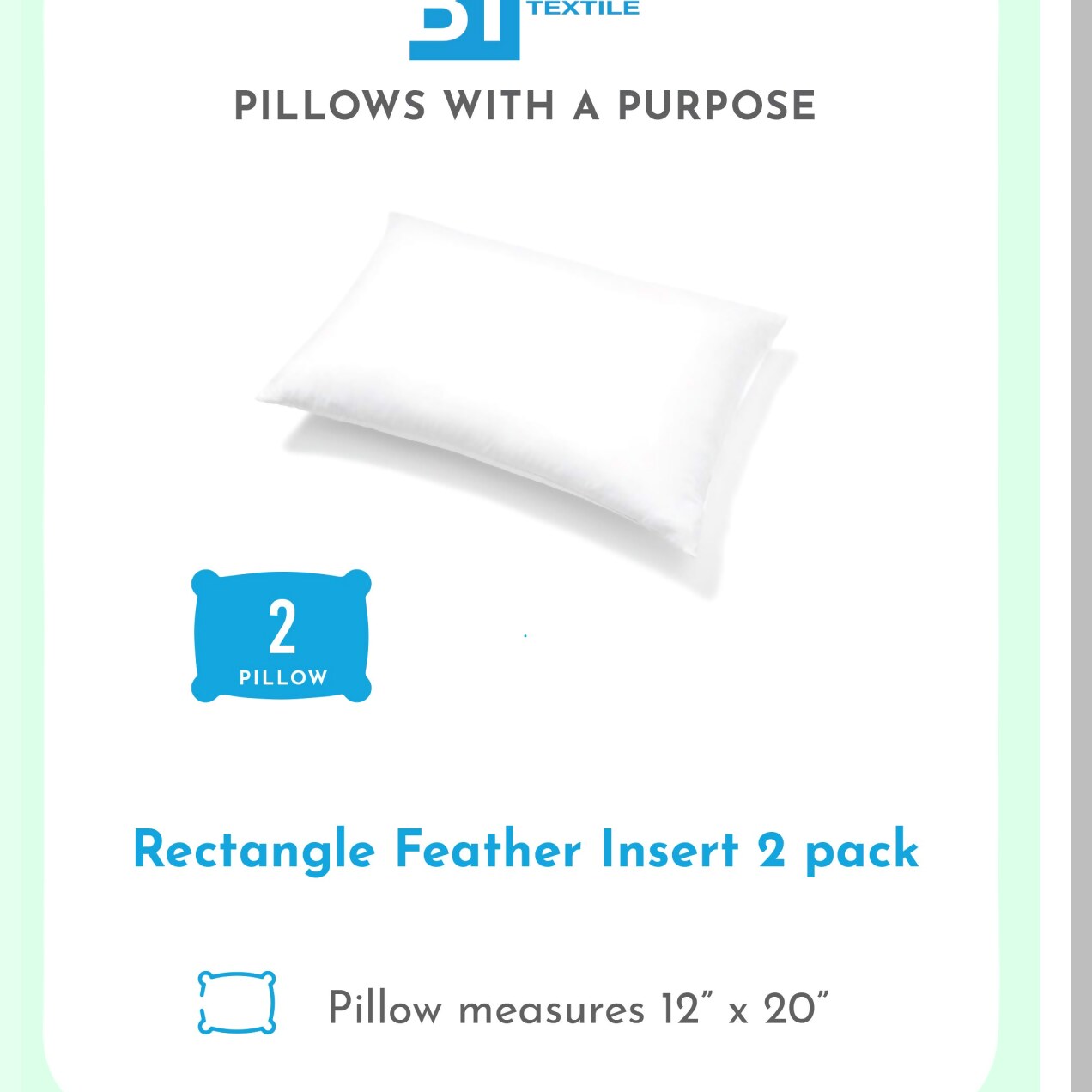 Decorative Throw Pillow Inserts - Set of 2 Rectangular Cushions for Couch, Bed, Sofa - 12" x 20" - Plush Comfort and Support - Home Decor Accent