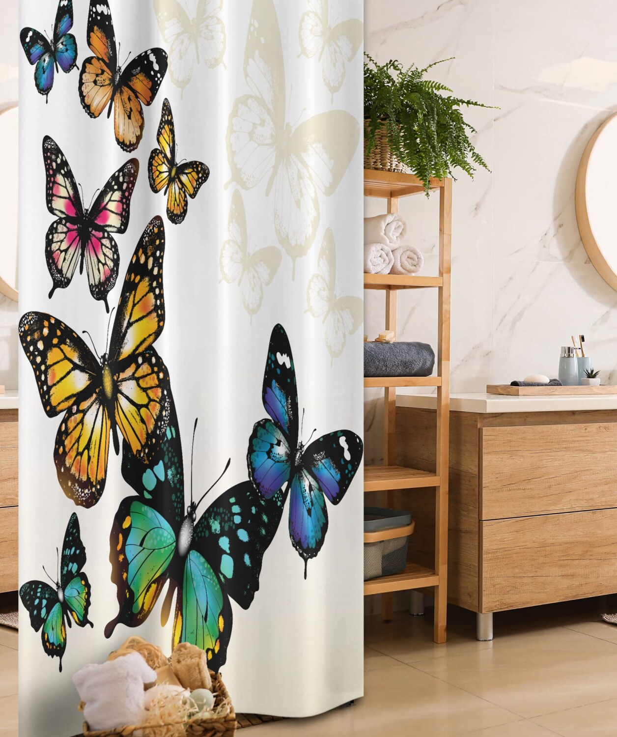 Butterfly Shower Curtain 36x72 Inches Multicolor