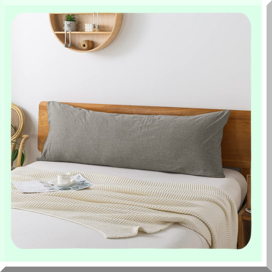 UltraComfort Body Size Cotton Pillowcase - Grey (20x54) | Lightweight, Durable, Soft | 100% Cotton | Breathable Fabric | Single Piece