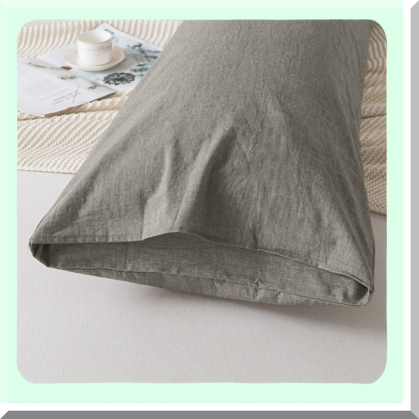 UltraComfort Body Size Cotton Pillowcase - Grey (20x54) | Lightweight, Durable, Soft | 100% Cotton | Breathable Fabric | Single Piece