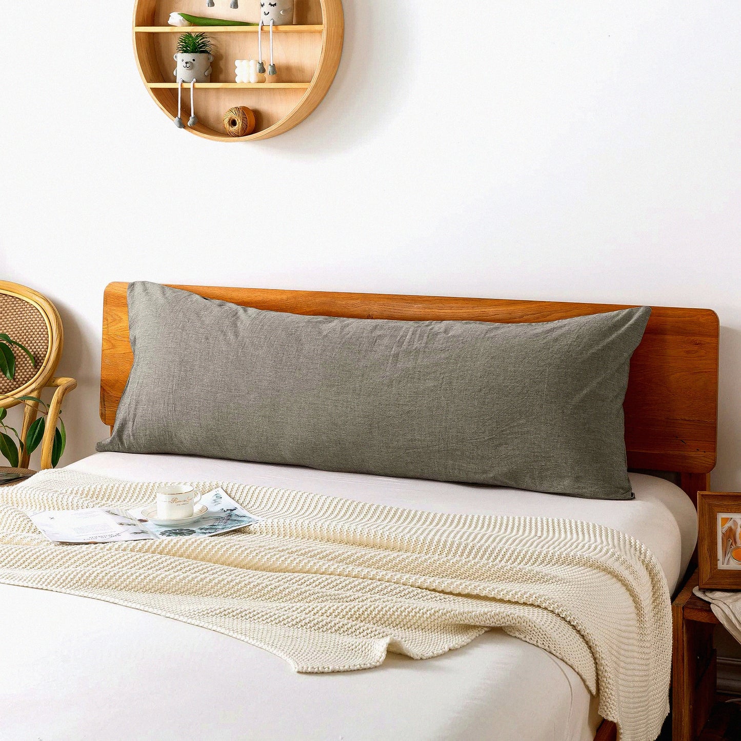 UltraComfort Body Size Cotton Pillowcase - Grey (20x54) | Lightweight, Durable, Soft | 100% Cotton | Breathable Fabric | Single Piece