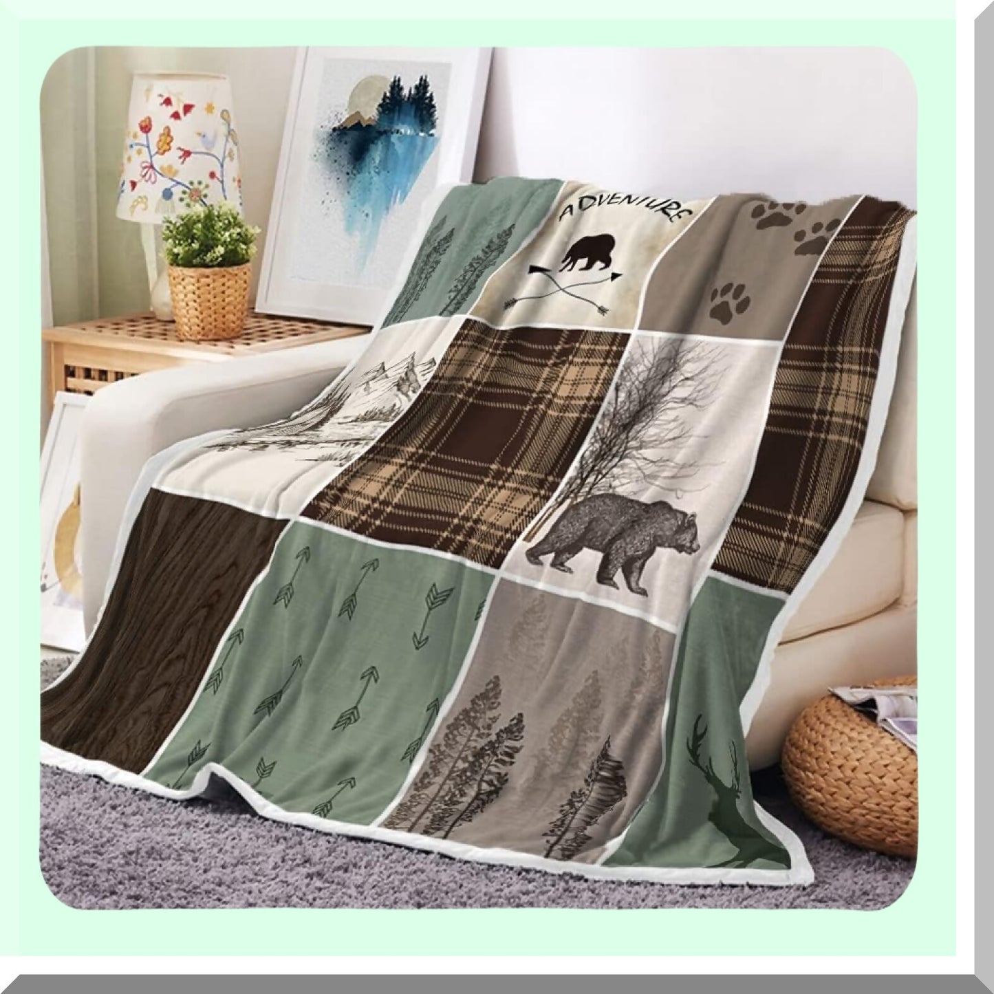 WildLodge Rustic Flannel Throw Blanket - Cozy Cabin Decor for Couch, Bed, Camping & Travel