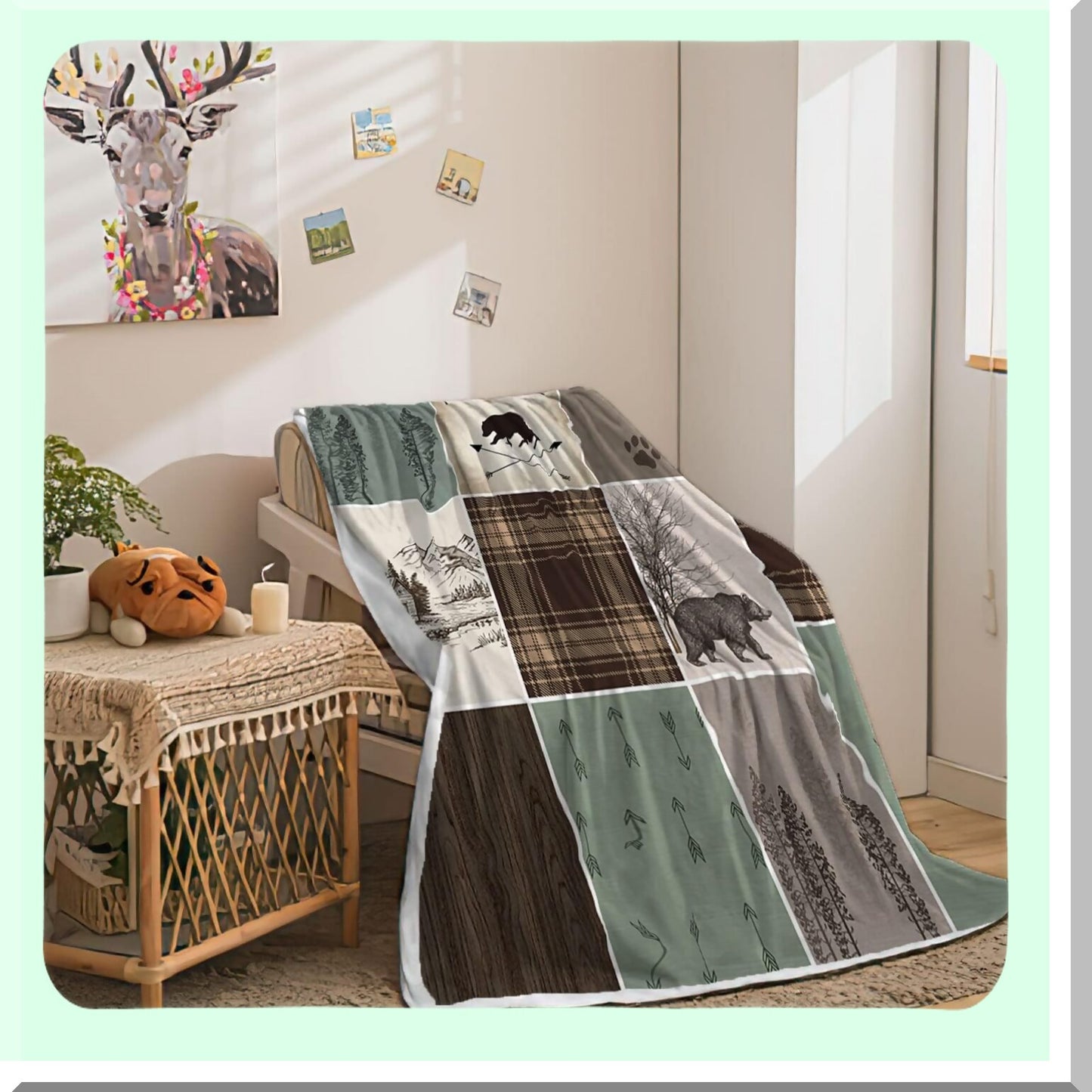 WildLodge Rustic Flannel Throw Blanket - Cozy Cabin Decor for Couch, Bed, Camping & Travel