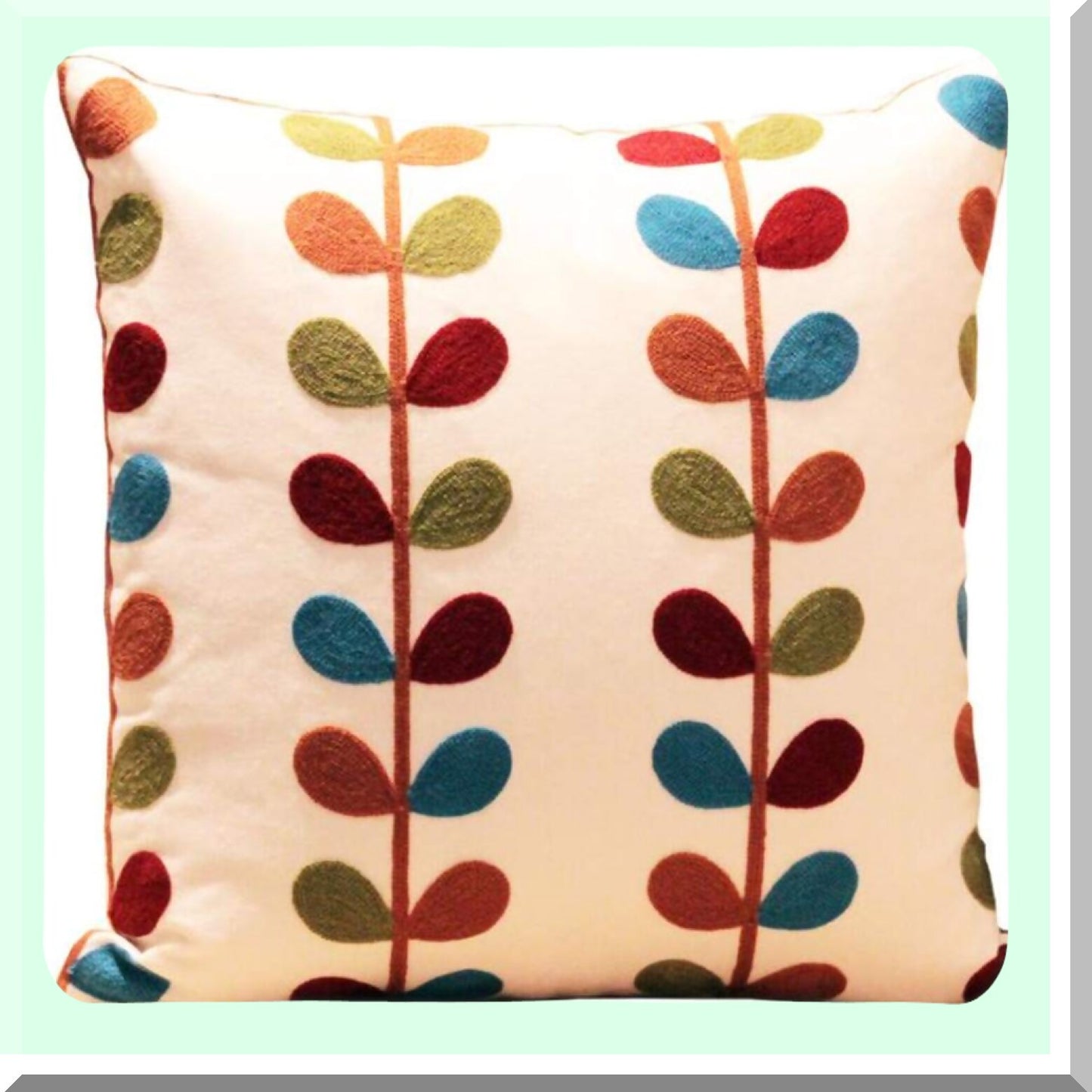 Boho Chic Embroidered Cotton Pillow Cover - Square Art Decor Throw Cushion for Sofa Couch Bed - Living Room Bohemia Pillow Case 18x18 - Style 23