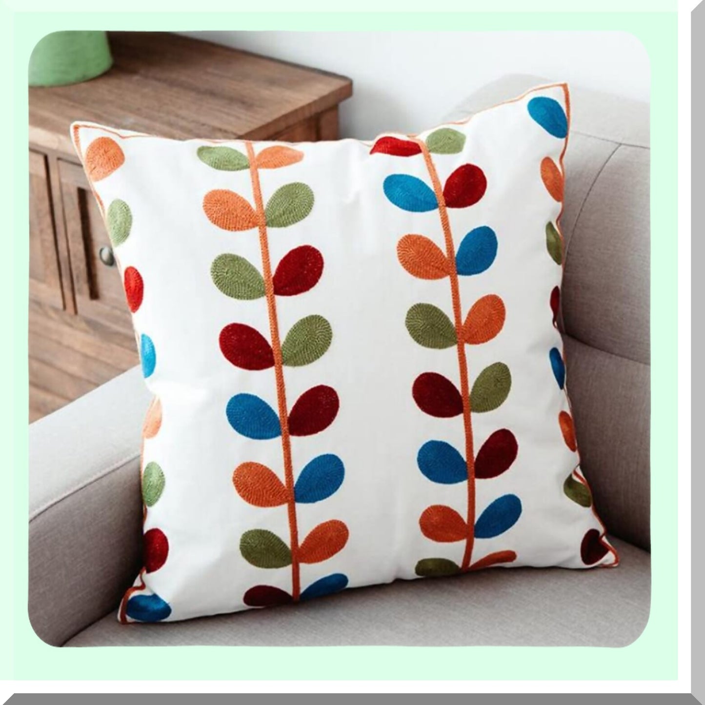 Boho Chic Embroidered Cotton Pillow Cover - Square Art Decor Throw Cushion for Sofa Couch Bed - Living Room Bohemia Pillow Case 18x18 - Style 23