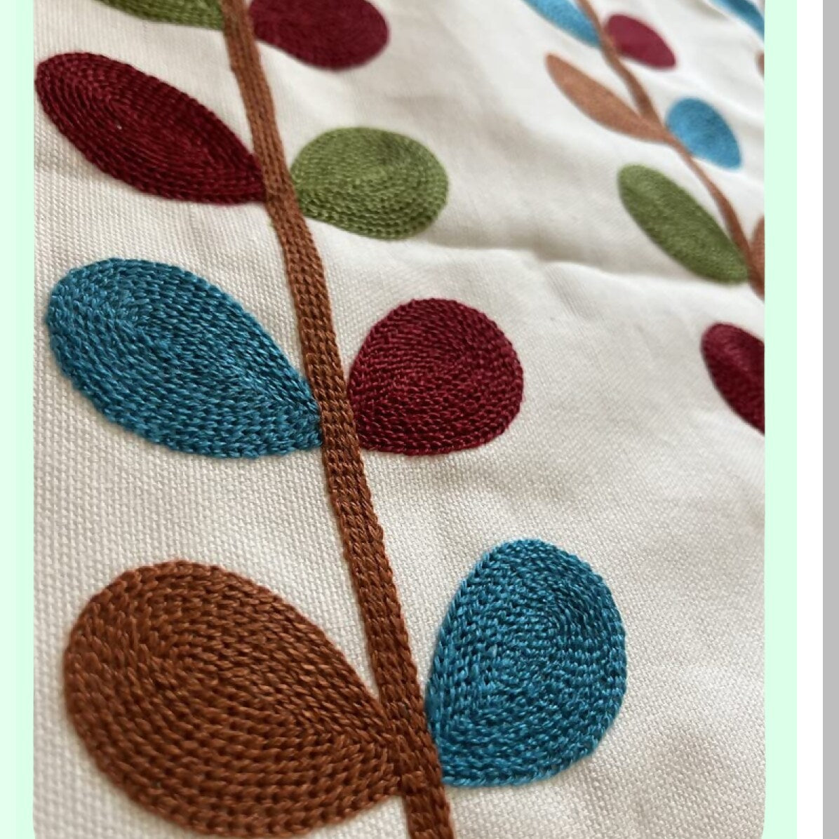 Boho Chic Embroidered Cotton Pillow Cover - Square Art Decor Throw Cushion for Sofa Couch Bed - Living Room Bohemia Pillow Case 18x18 - Style 23