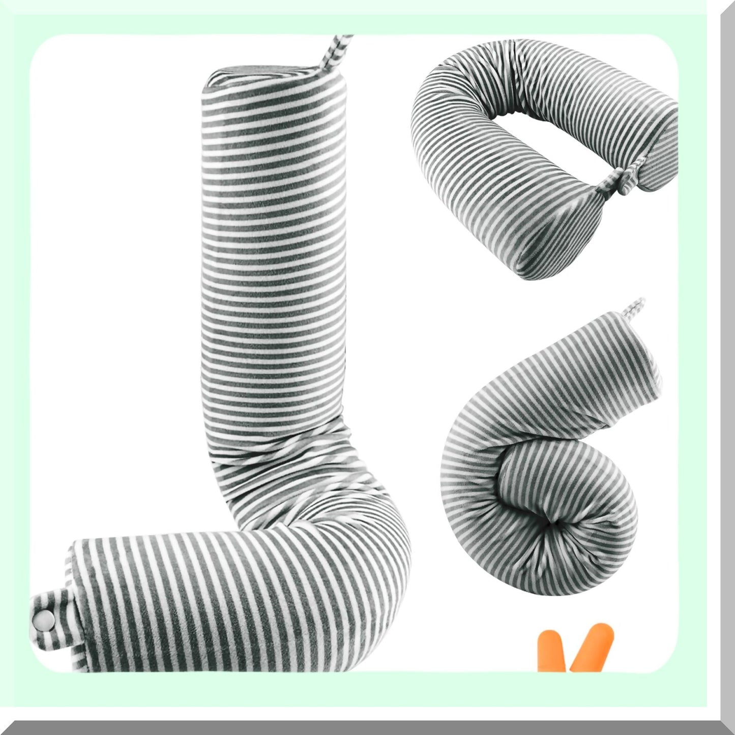 TravelEase Memory Foam Support Pillow - Neck, Chin, Lumbar, Leg - Airplane, Train, Bus, Home - Adjustable, Bendable Roll - Washable Soft Cover - Twist Technology