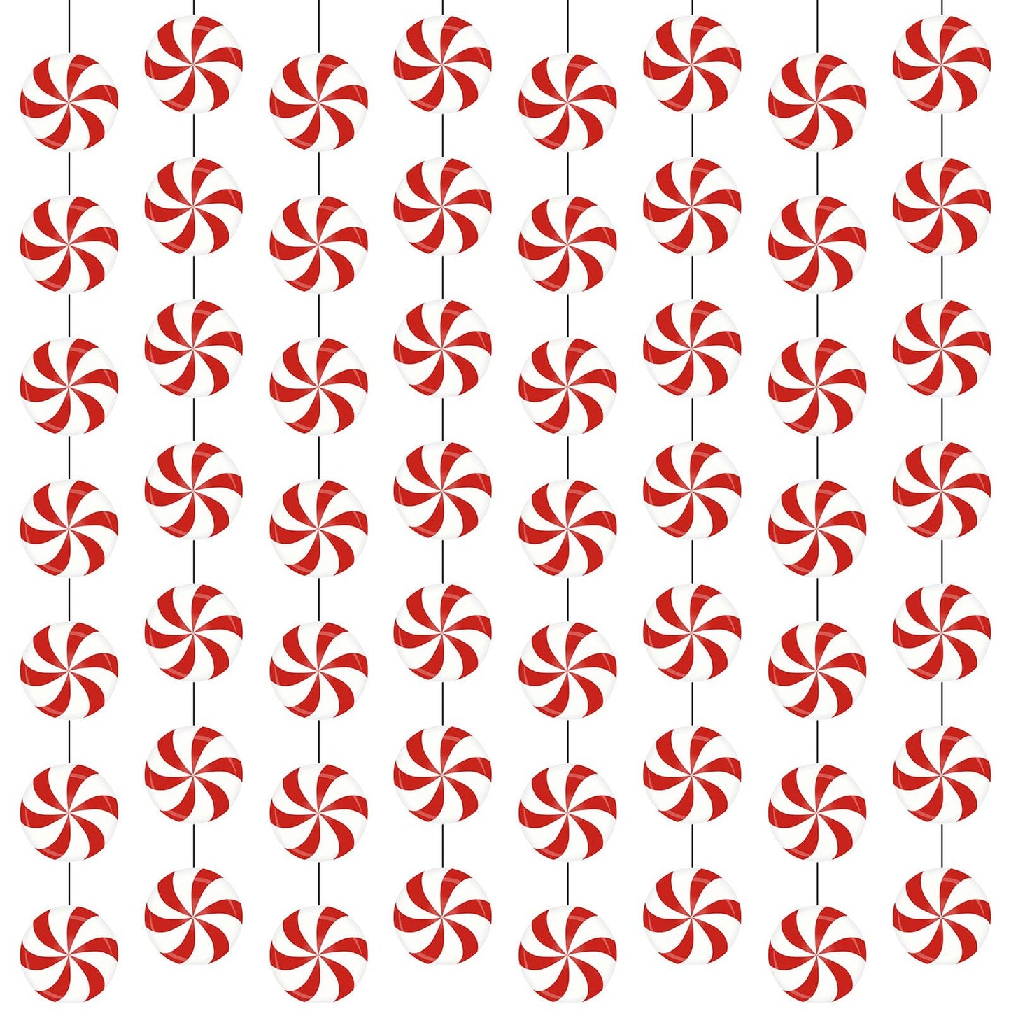 Candyland Party Garland Set - 12 Pcs Candy Themed Hanging Decorations for Girls Kids Birthday & Baby Shower - Sweet Red White Candy Decor