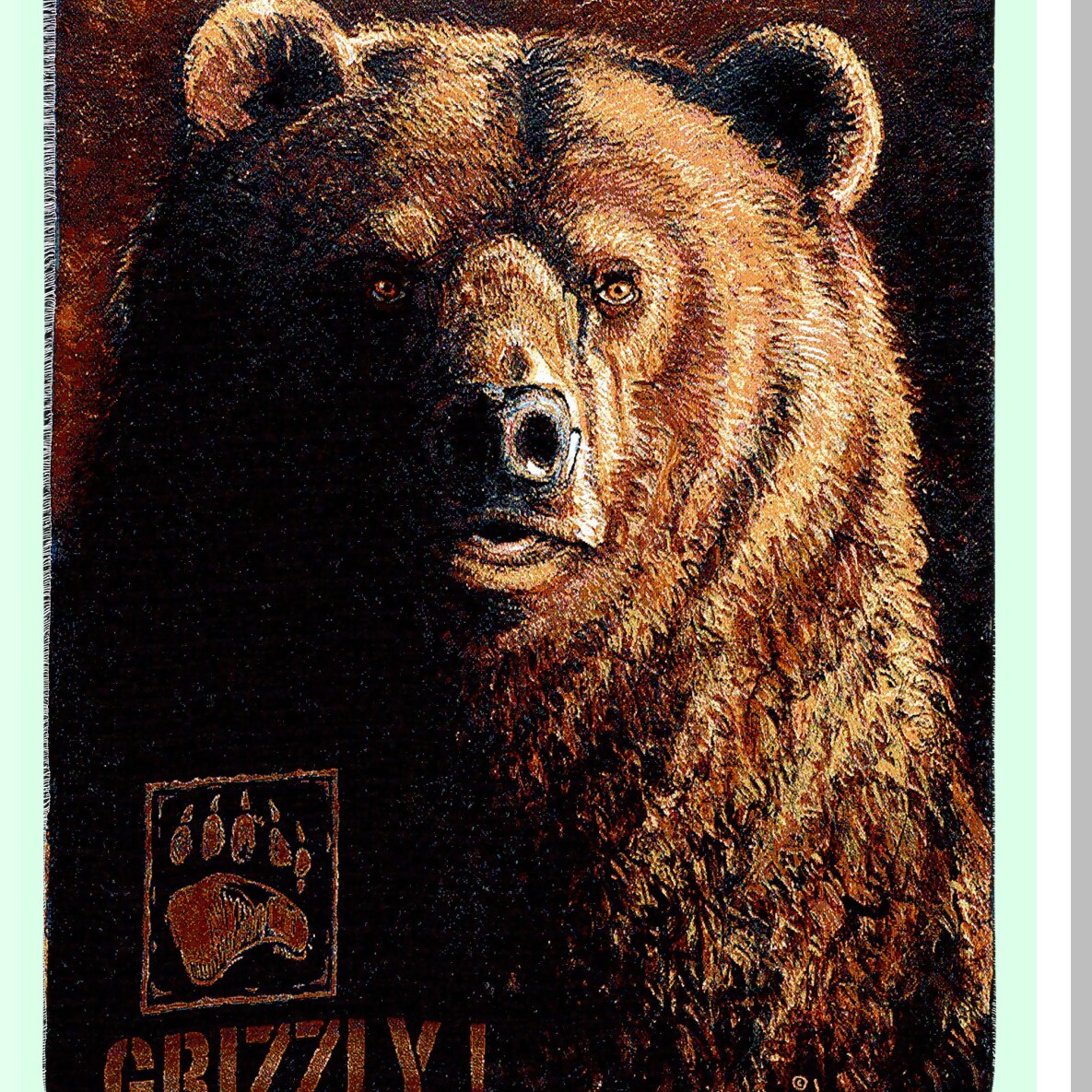 Wildlife Lodge Grizzly Bear Cotton Tapestry Throw - Cozy Cabin Blanket 72x54