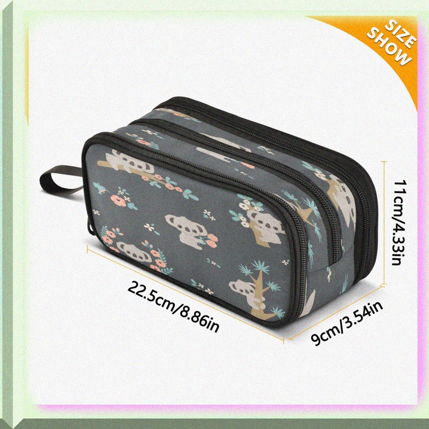 Large Capacity Koala Pencil Case with 3 Compartments