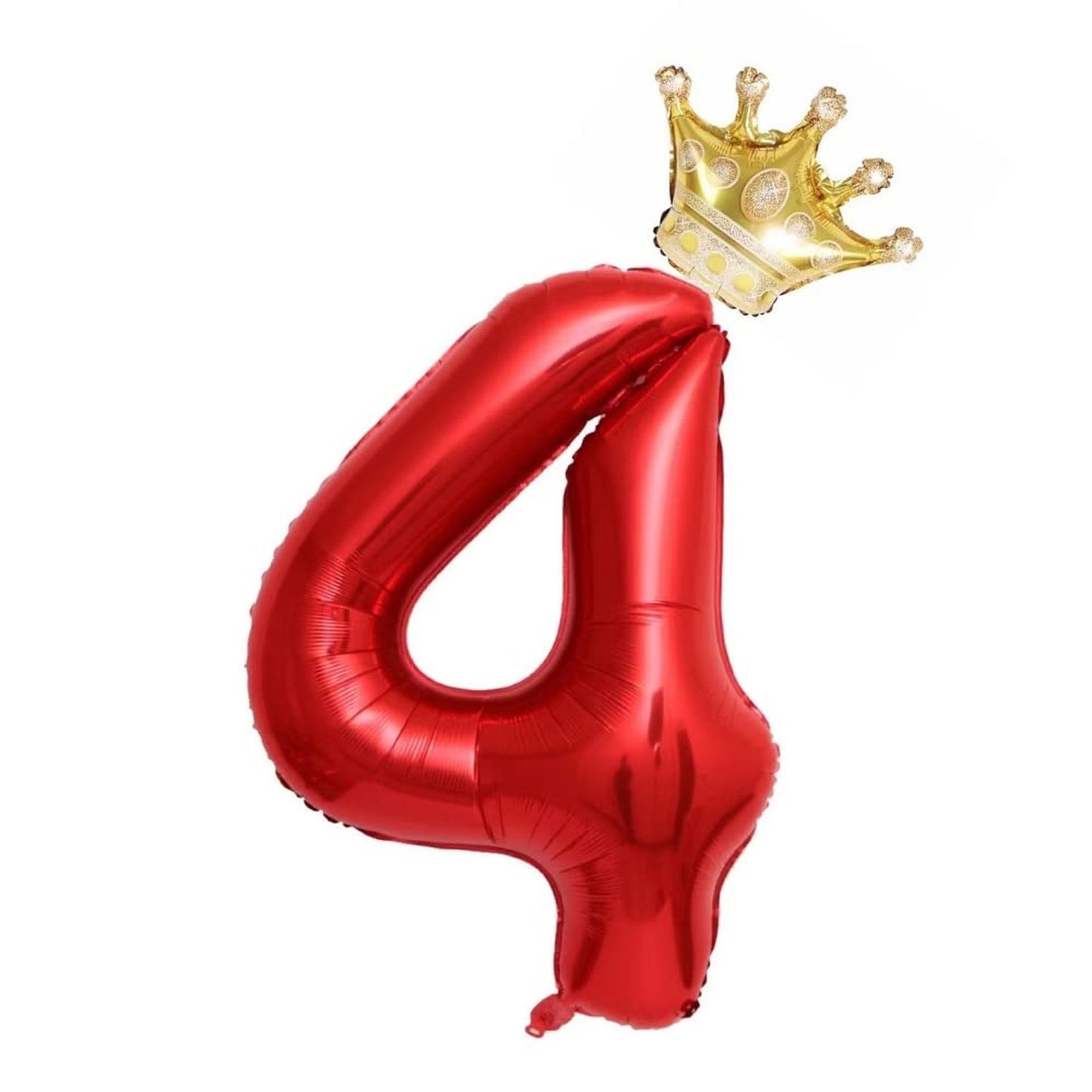 Red Crown Number 4 Balloon Set - Girls 4th Birthday Party Decorations - 40-Inch Birthday Balloons - Number 4 Celebration Kit