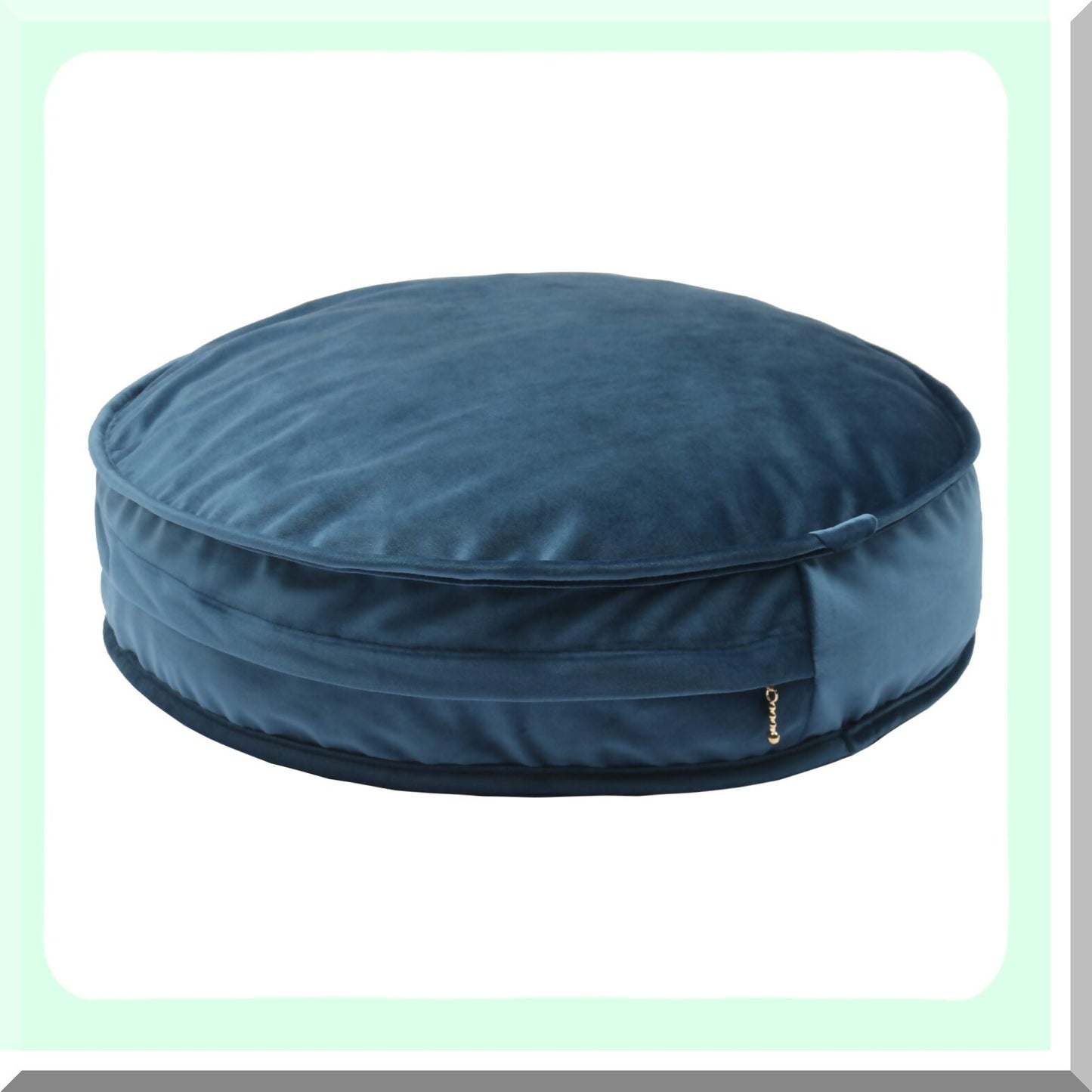Velvet Round Meditation Cushion - Plush Dark Blue Floor Pillow Cover for Yoga, Reading Room Decor - Seating Pouf Case 19.7IN