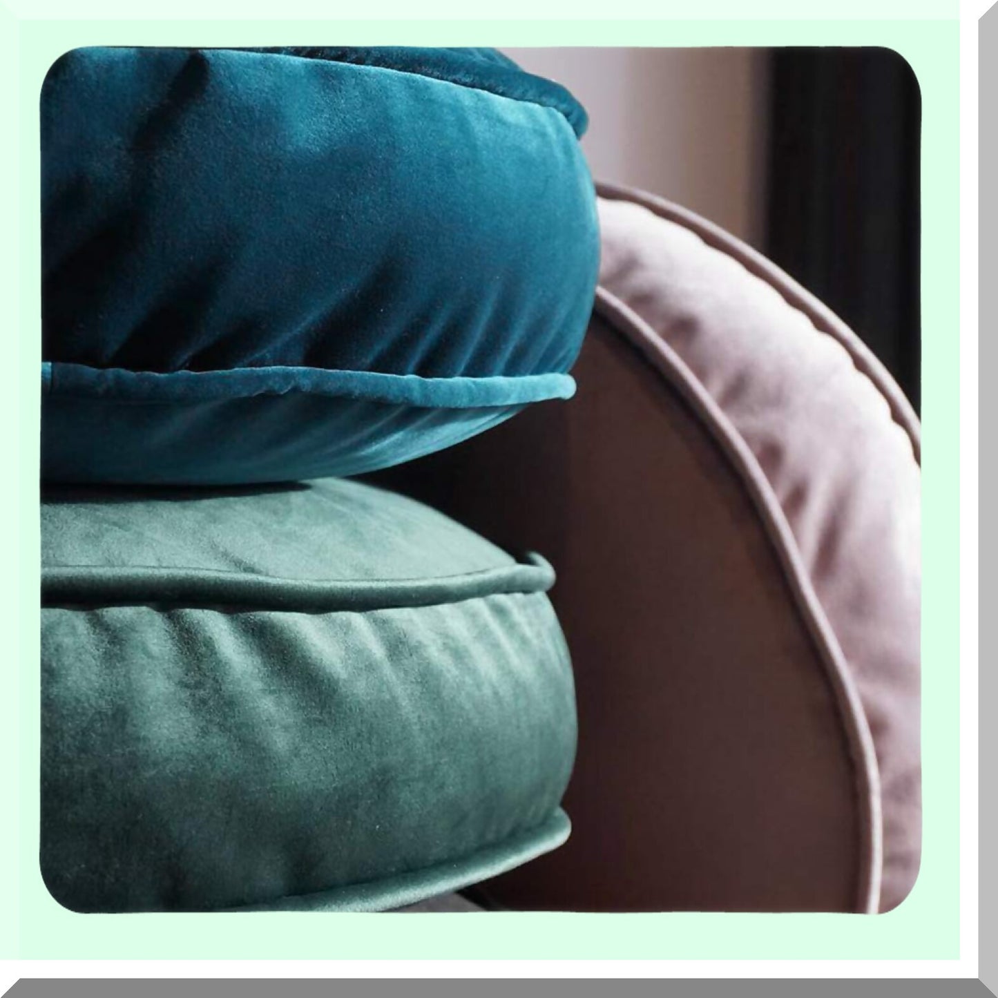 Velvet Round Meditation Cushion - Plush Dark Blue Floor Pillow Cover for Yoga, Reading Room Decor - Seating Pouf Case 19.7IN