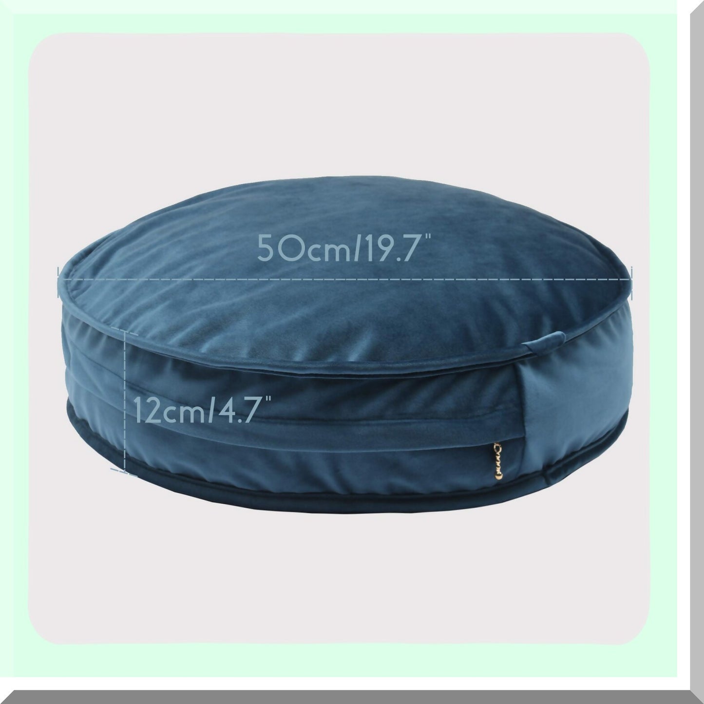 Velvet Round Meditation Cushion - Plush Dark Blue Floor Pillow Cover for Yoga, Reading Room Decor - Seating Pouf Case 19.7IN