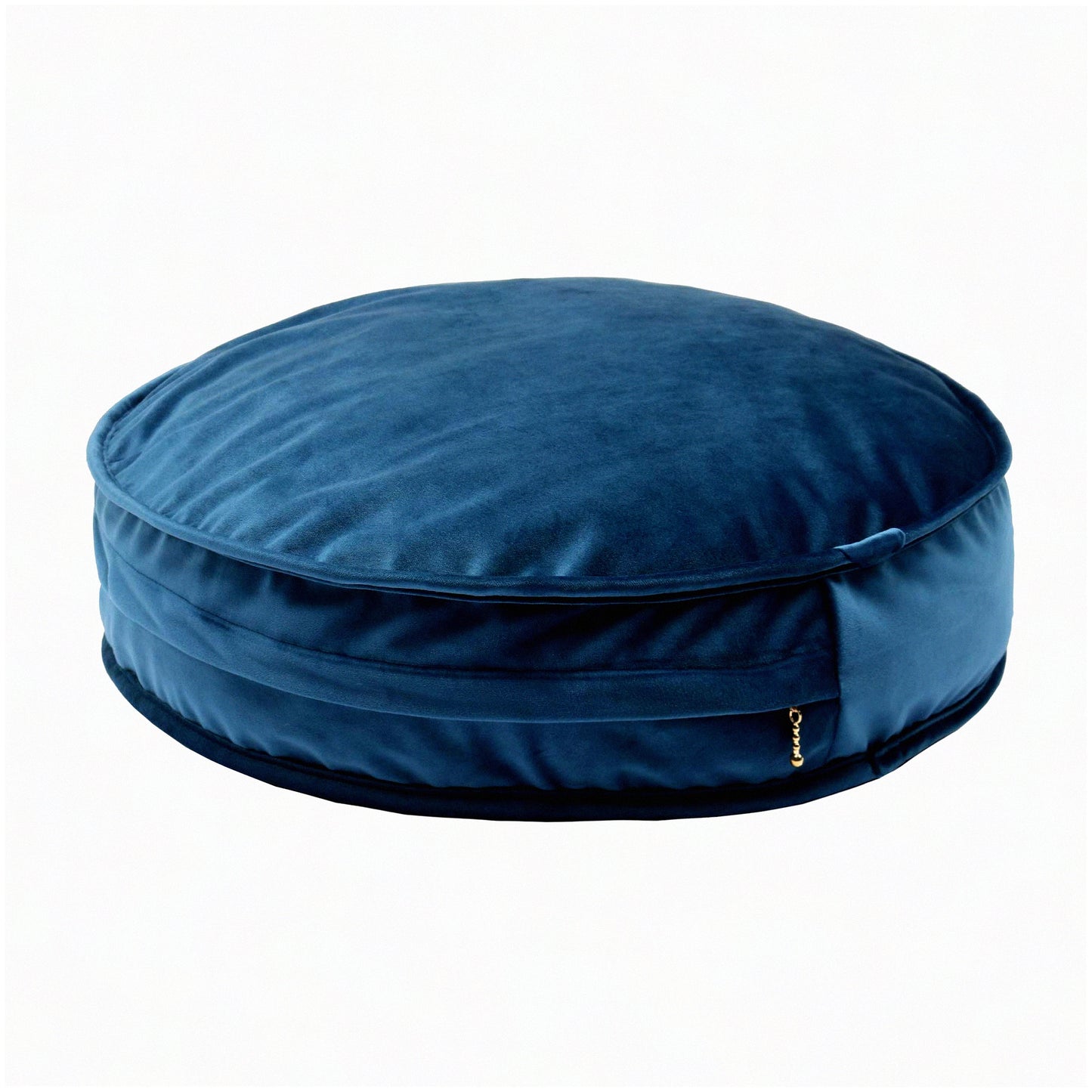 Velvet Round Meditation Cushion - Plush Dark Blue Floor Pillow Cover for Yoga, Reading Room Decor - Seating Pouf Case 19.7IN