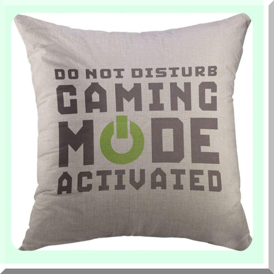 Gamer Geek Quote Decorative Pillow Cover - Funny Video Games Humor Sofa Couch Black Mode Home Decor Case 18x18 Inch