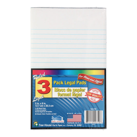 Small Ruled Legal Pads, 3-ct. Packs (Pack of 24)