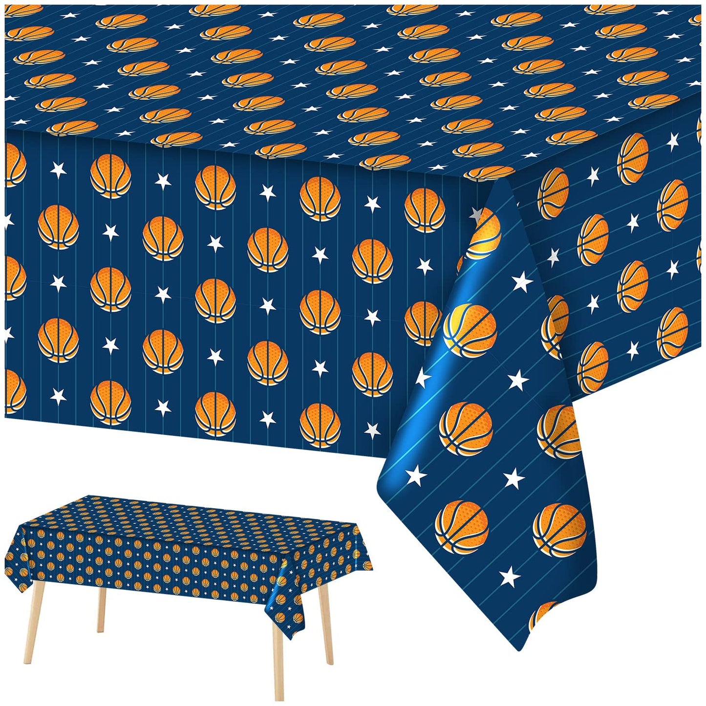 Basketball Party Tablecloth - Sports Birthday Team Baby Shower Decoration Supplies - Plastic Disposable Table Cover 108X54 inches