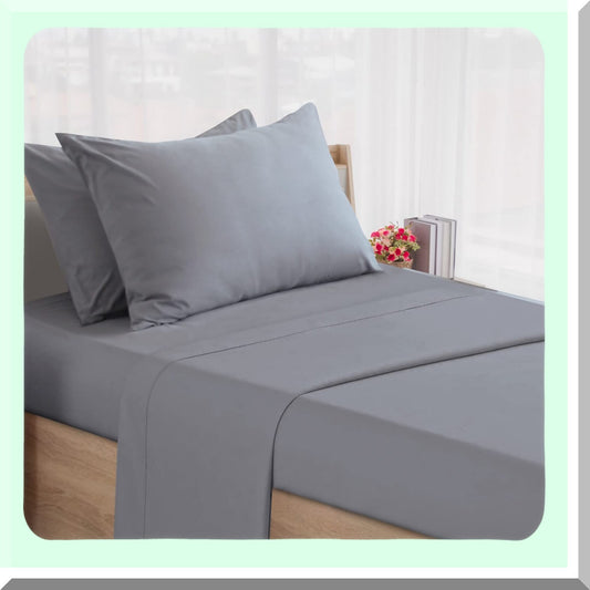Cot Sheet Set 4-Piece - Narrow Twin Size Fitted Sheets - Grey - Camp Bunk/RVs Bunk/Guest Beds/Trifold Mattress - 30" x 75" x 9"
