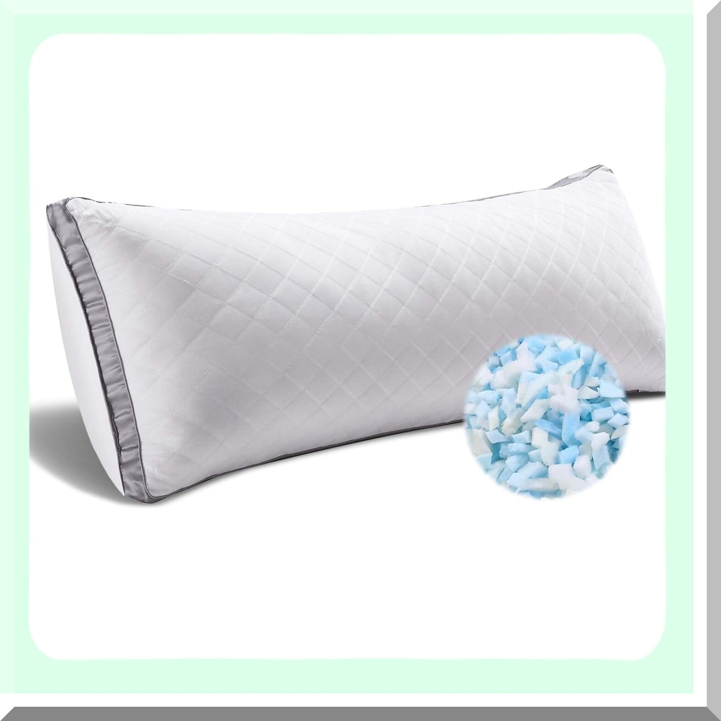 FluffCozy Memory Foam Body Pillow - Extra Large Long Bed Pillow for Adults - 20x54 inch Fluffy White Pillow for Sleeping - Supportive and Comfortable