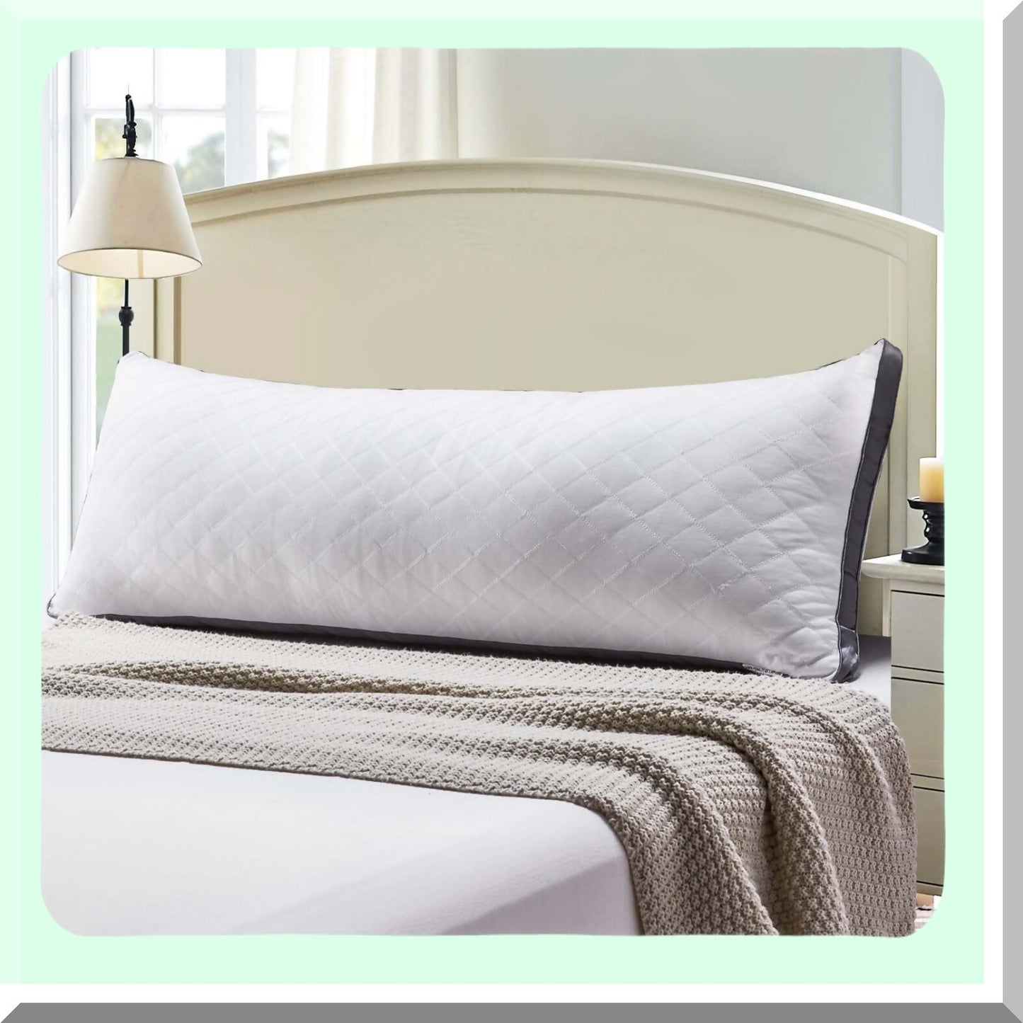 FluffCozy Memory Foam Body Pillow - Extra Large Long Bed Pillow for Adults - 20x54 inch Fluffy White Pillow for Sleeping - Supportive and Comfortable