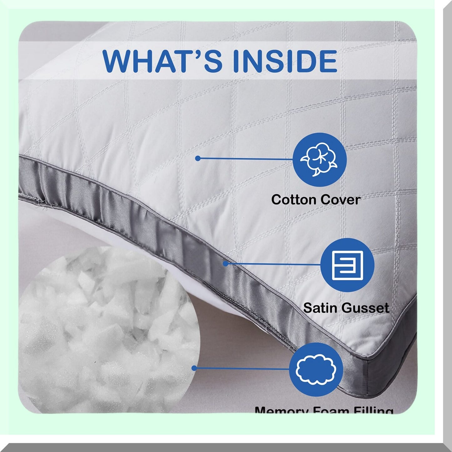 FluffCozy Memory Foam Body Pillow - Extra Large Long Bed Pillow for Adults - 20x54 inch Fluffy White Pillow for Sleeping - Supportive and Comfortable