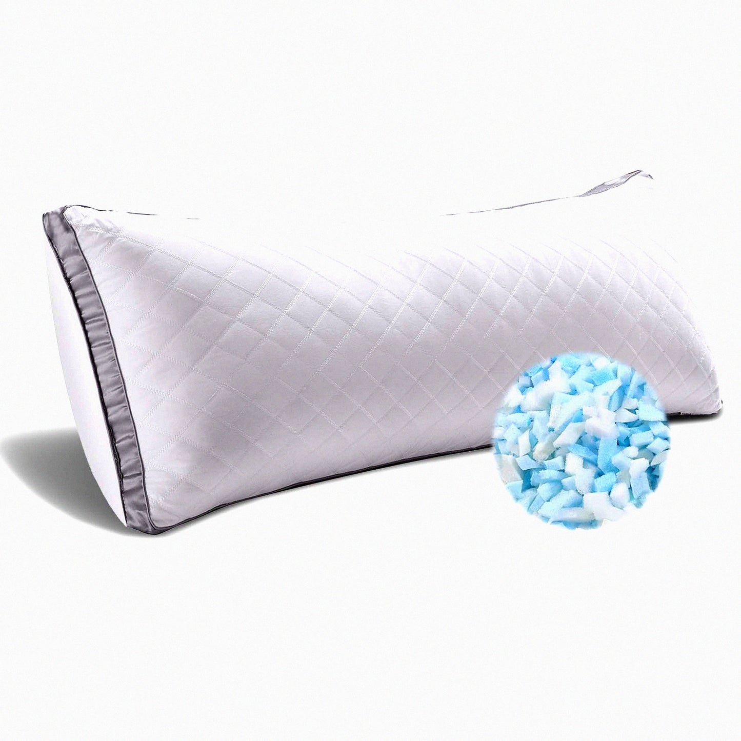 FluffCozy Memory Foam Body Pillow - Extra Large Long Bed Pillow for Adults - 20x54 inch Fluffy White Pillow for Sleeping - Supportive and Comfortable