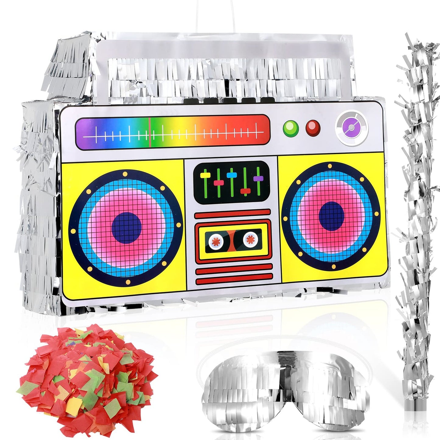 Retro Radio Party Pinata - Fun 80s Boombox Pinata for Hip Hop Theme Parties! Perfect for Kids and Adults, Mexican Party Game Supplies and Decorations.
