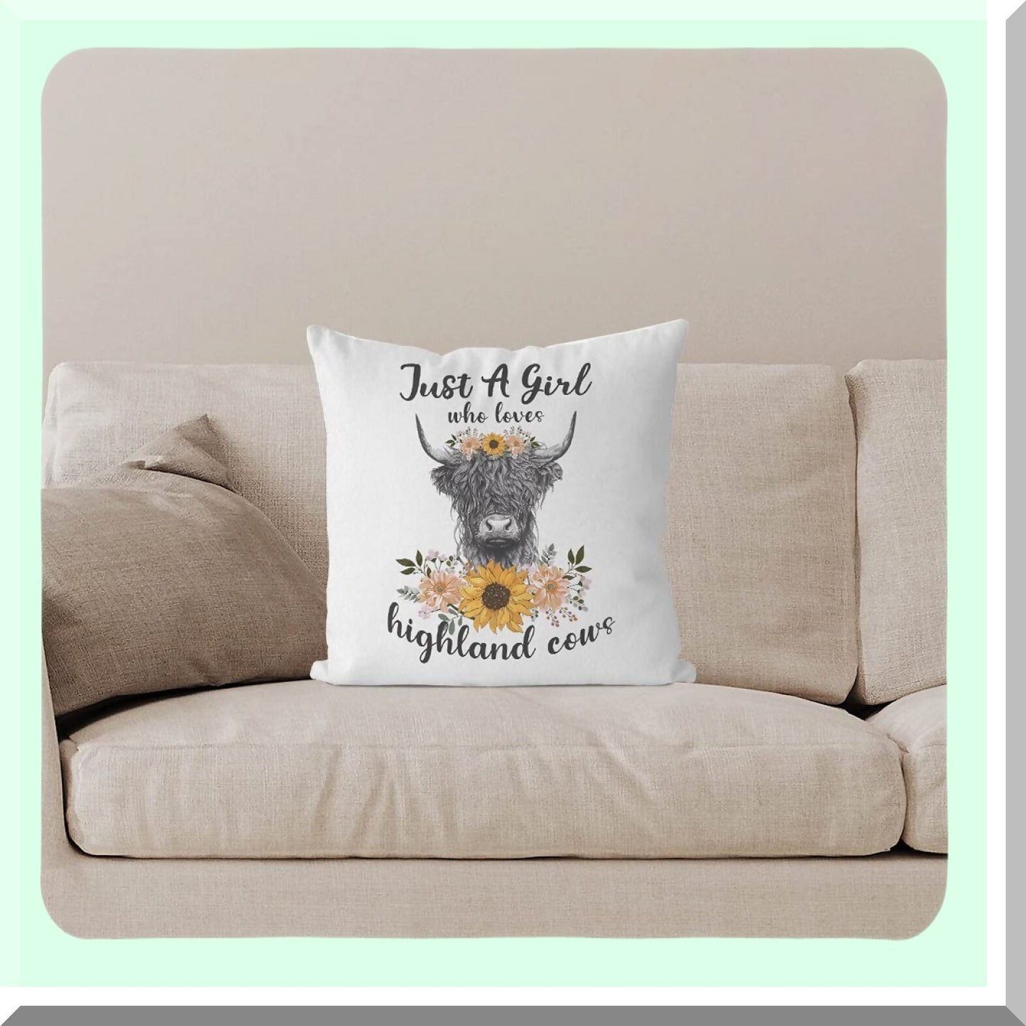 Highland Cow Cushion Covers - Set of 2 | Farmhouse Cow Decorative Pillows | Scottish Cow Throw Pillow Cases | Country Home Accent Gifts